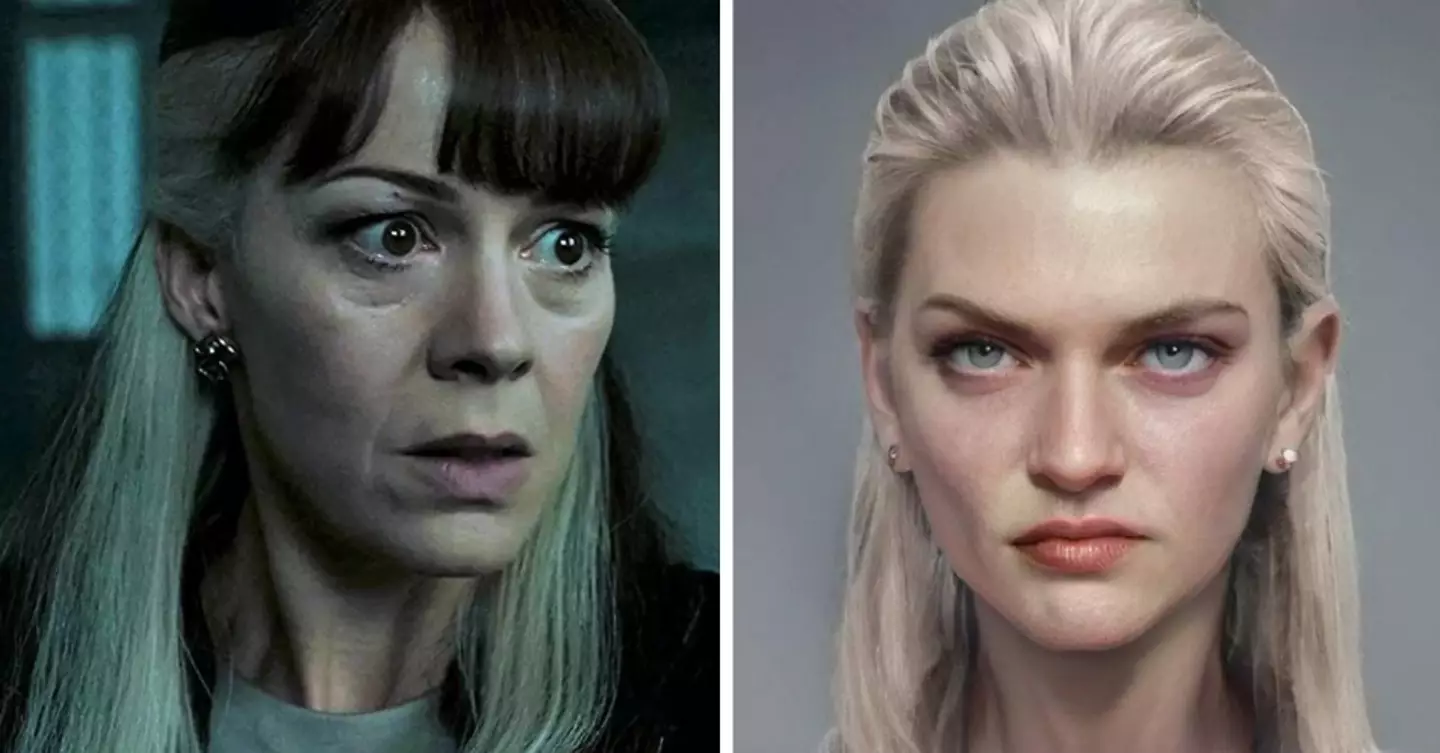 Helen McCrory as Narcissa Malfoy and Msbananaanna's version. (