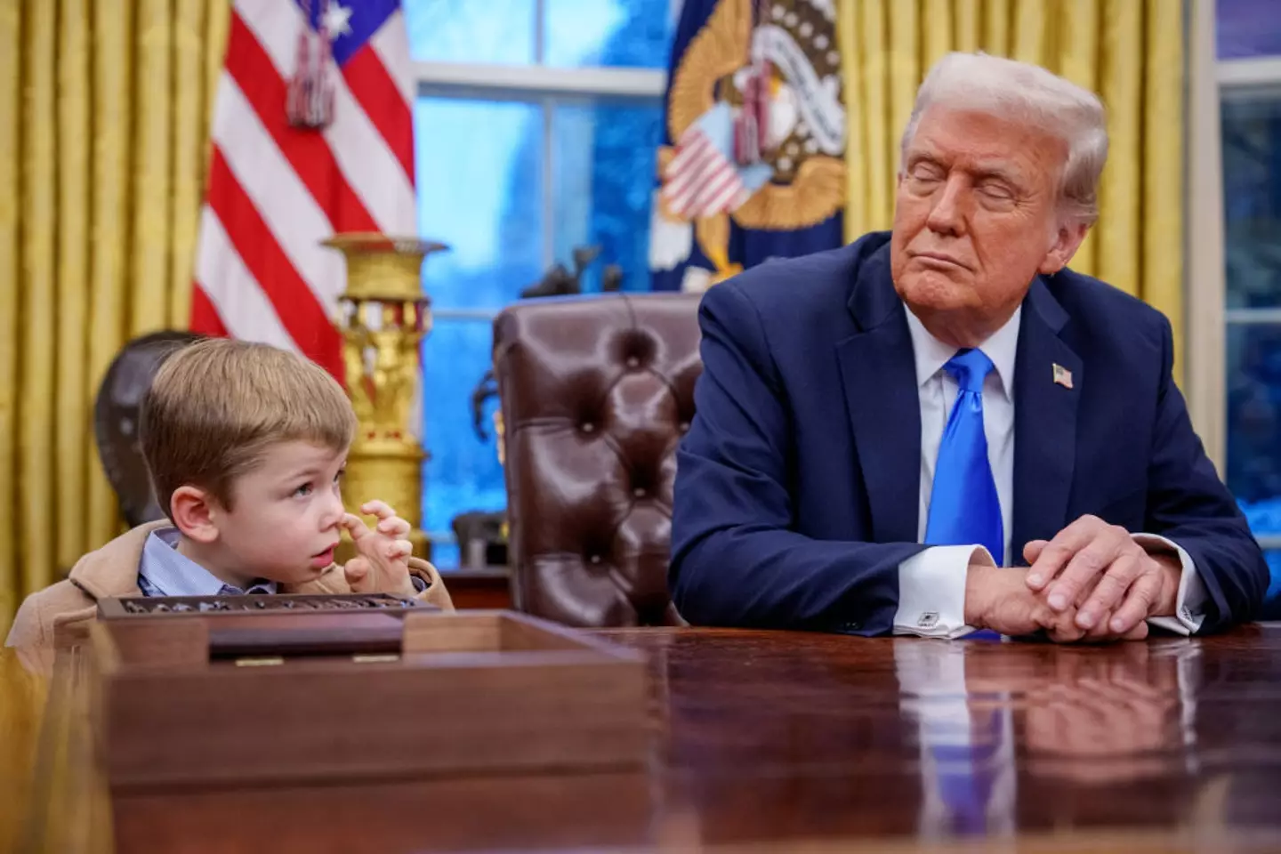 The four-year-old stole the show at the press conference (Andrew Harnik/Getty Images)