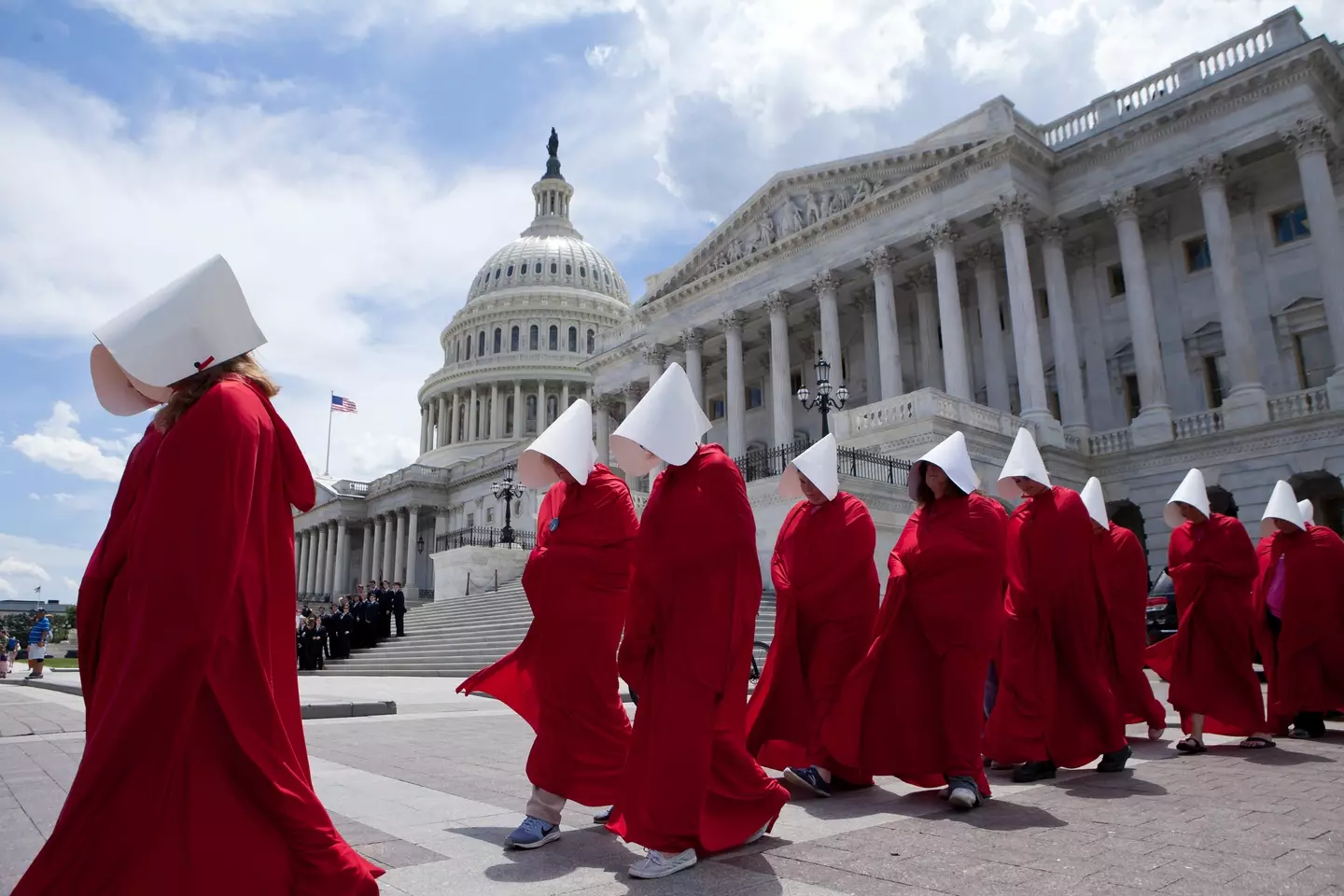 Many feel the current attack on US women's rights is reminiscent of The Handmaid's Tale.