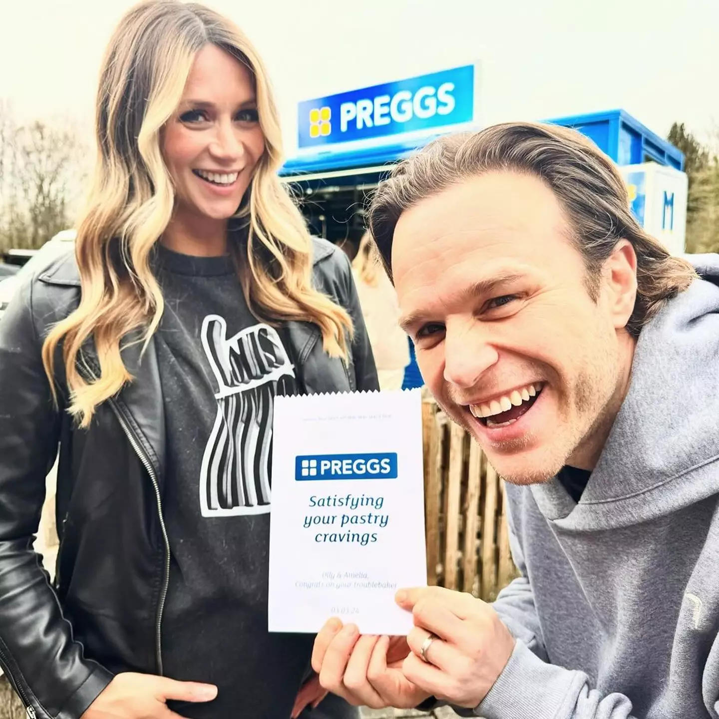 Olly Murs threw his wife Amelia an 'iconic' Greggs-themed baby shower.