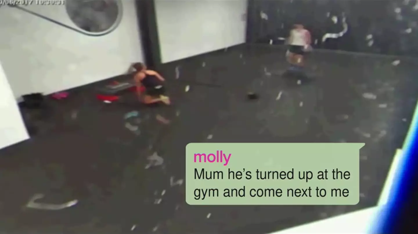 Molly was texting loved ones when Stimpson followed her to the gym (