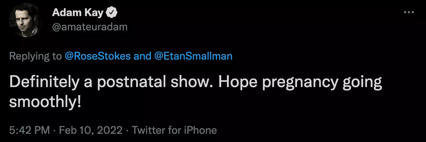 Adam didn't recommend the show for pregnant women (