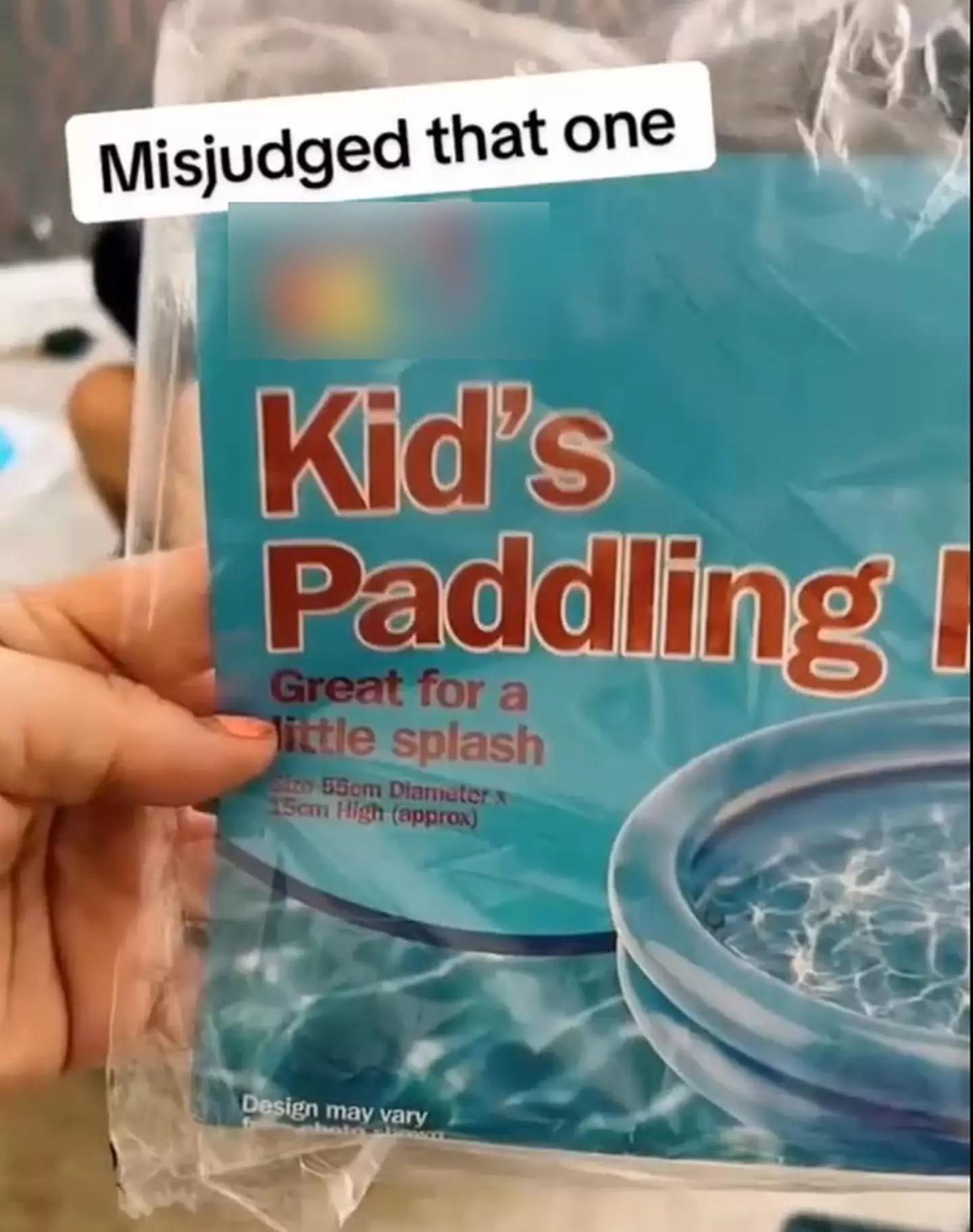 The packaging had the size of the pool on, but mum Samantha 'misjudged' it.