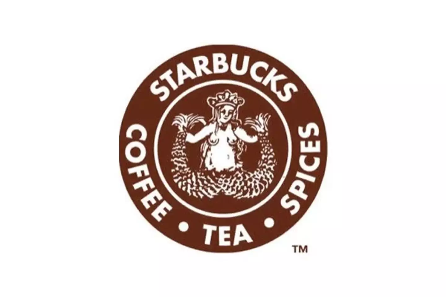 The original Starbucks logo was a less than appealing brown print that showcased a zoomed-out image of a topless twin-tailed mermaid (Tailor Brands).