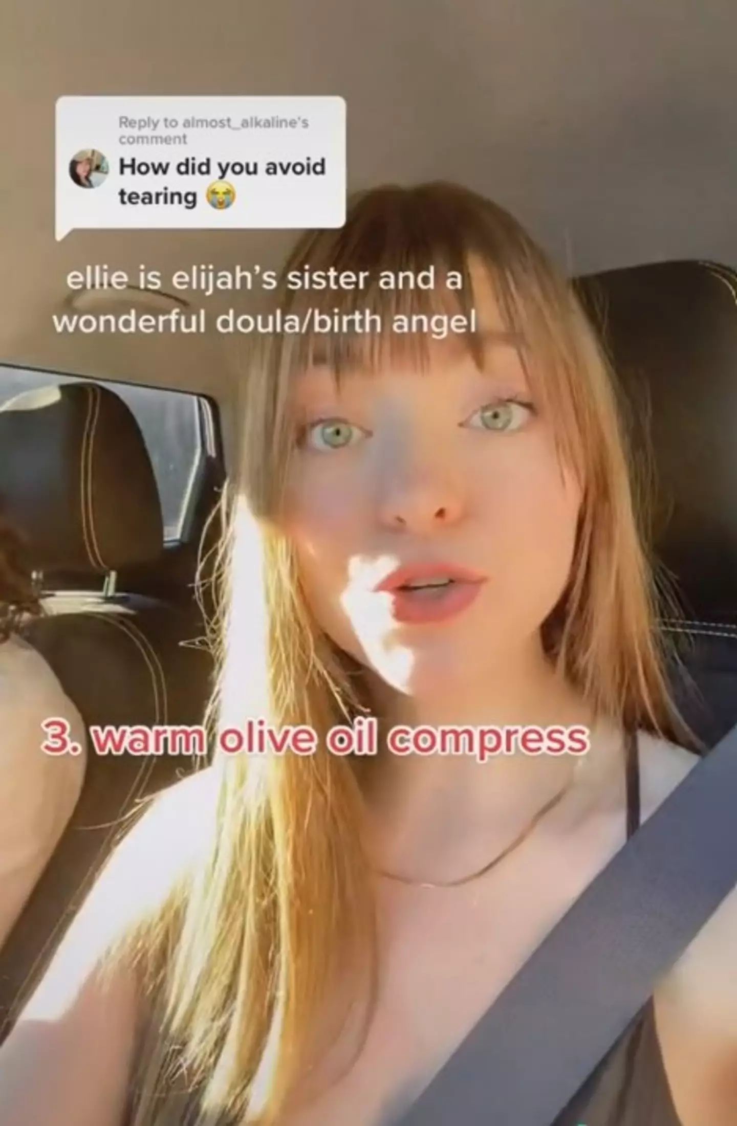 A TikTok user shared her tips to prevent tearing during childbirth (
