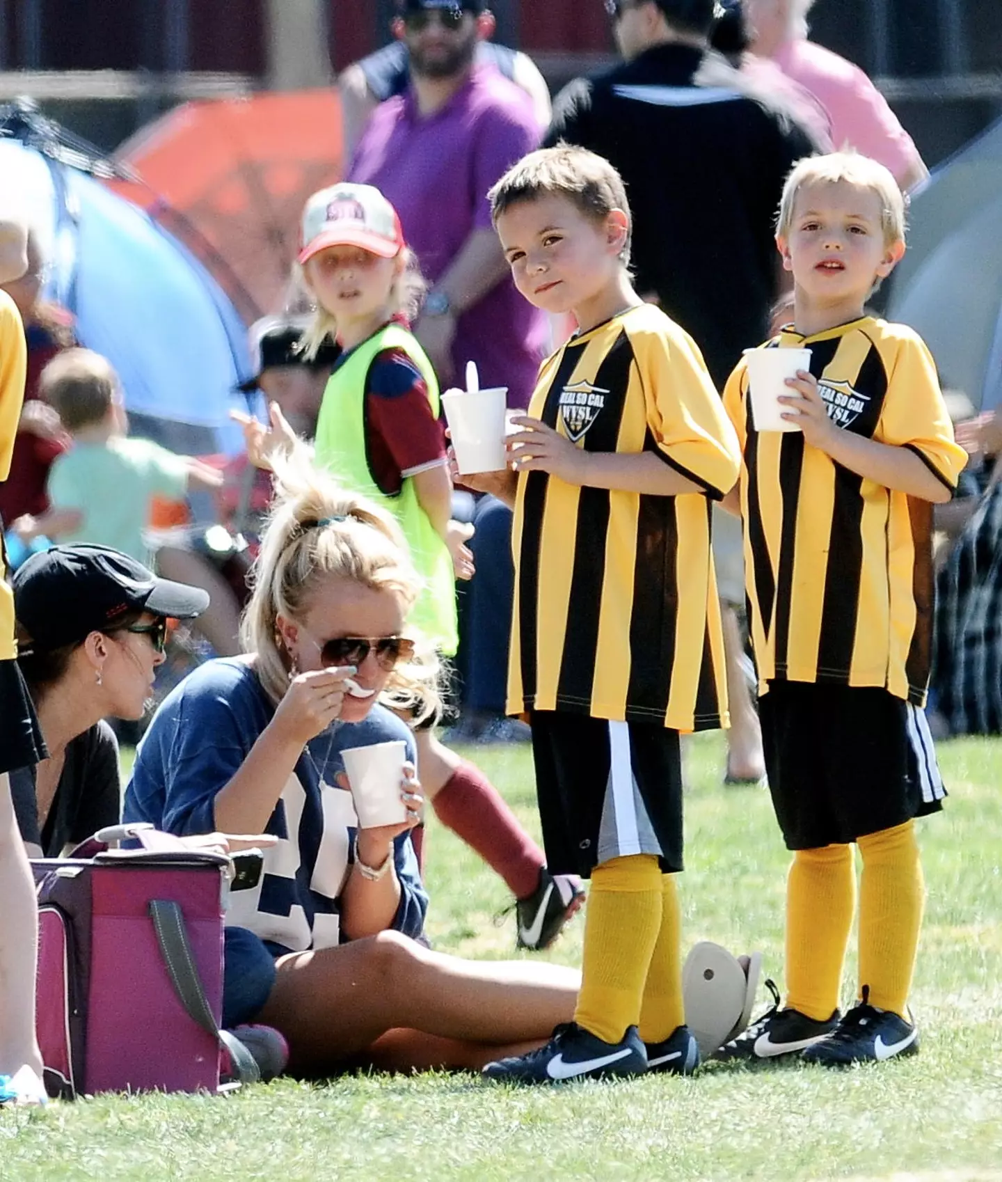 Britney at her sons' 2013 soccer game.