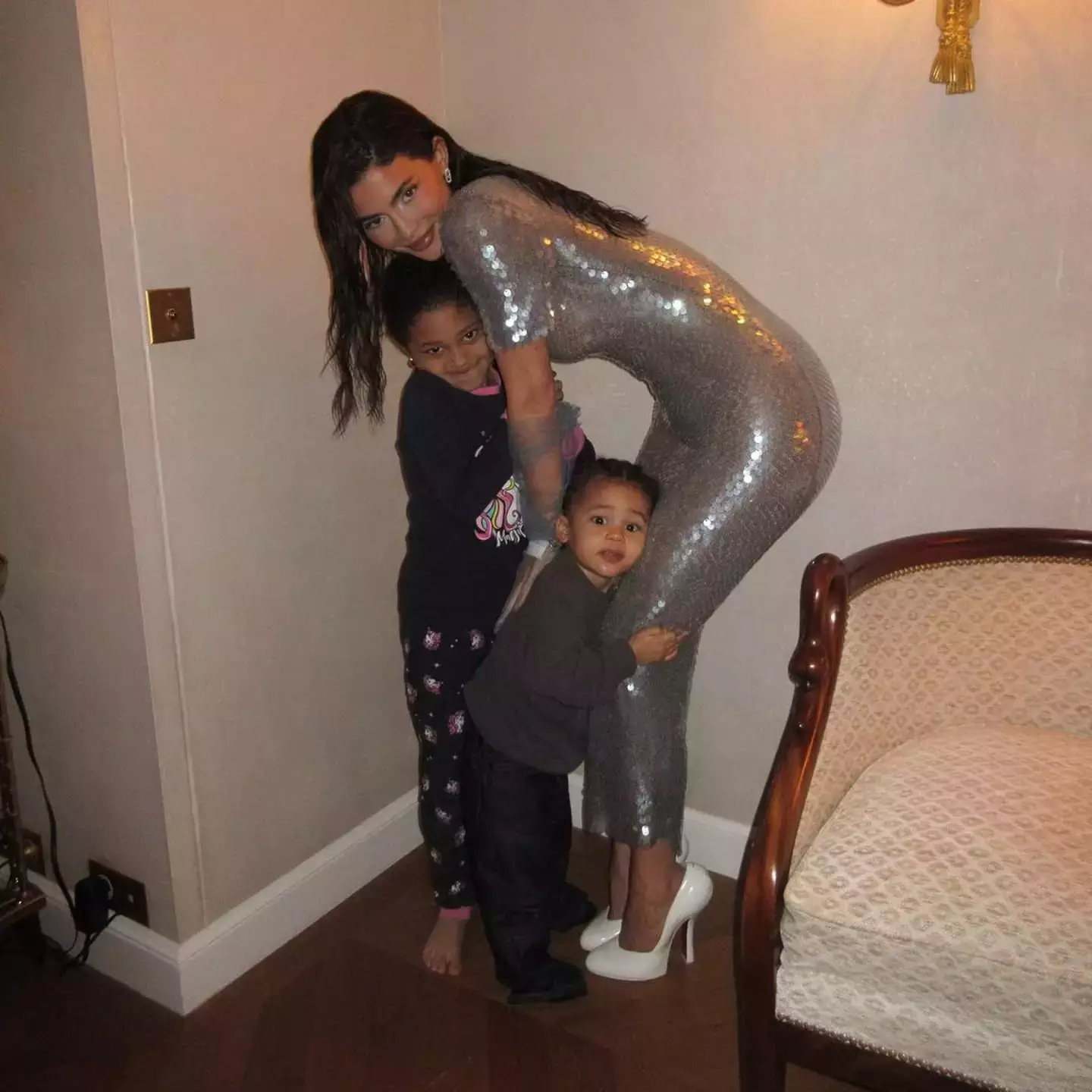 Kylie Jenner and her two children, Stormi and Aire. (Instagram/@kyliejenner)