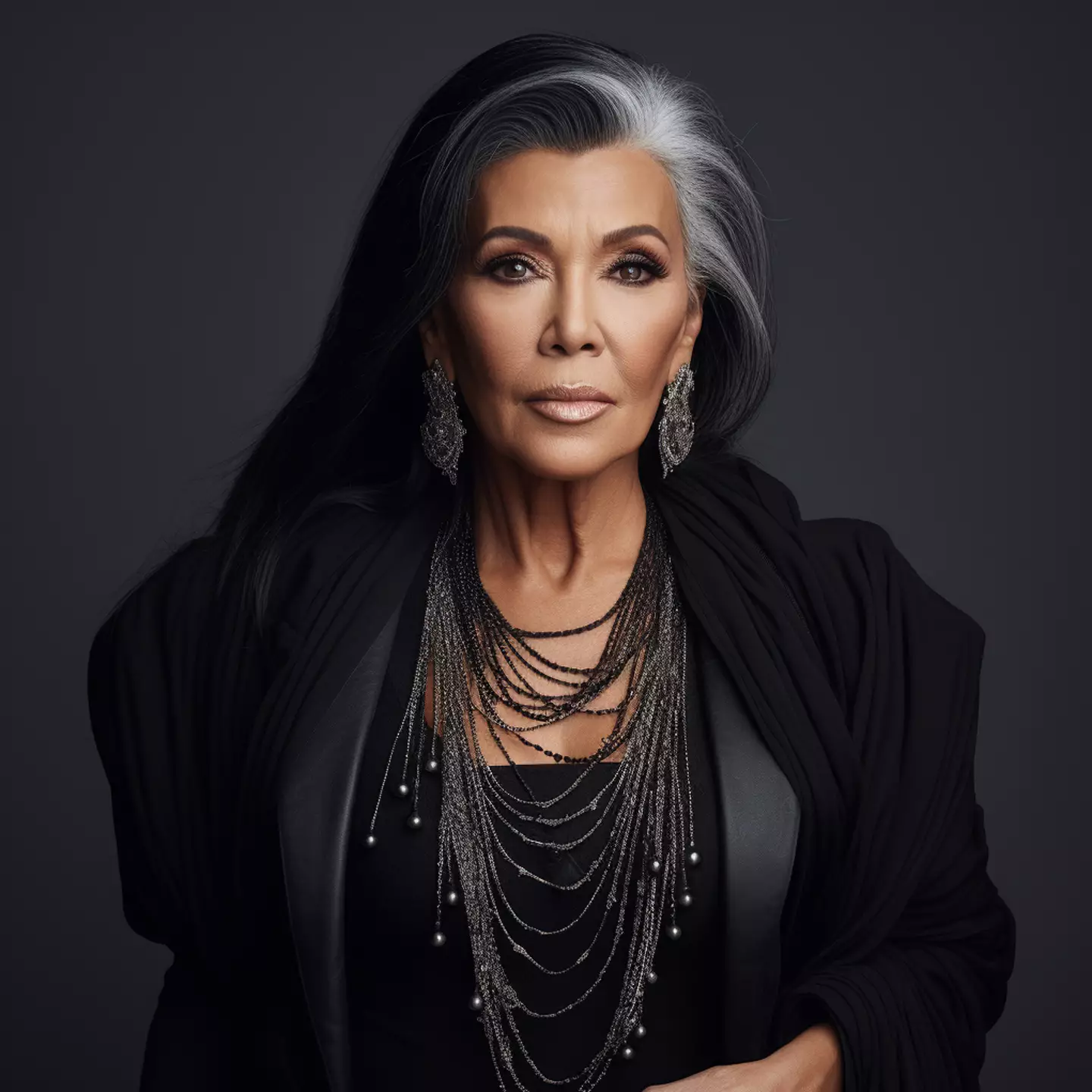 Kourtney keeps it pretty rock chick. (Tyla/Midjourney)