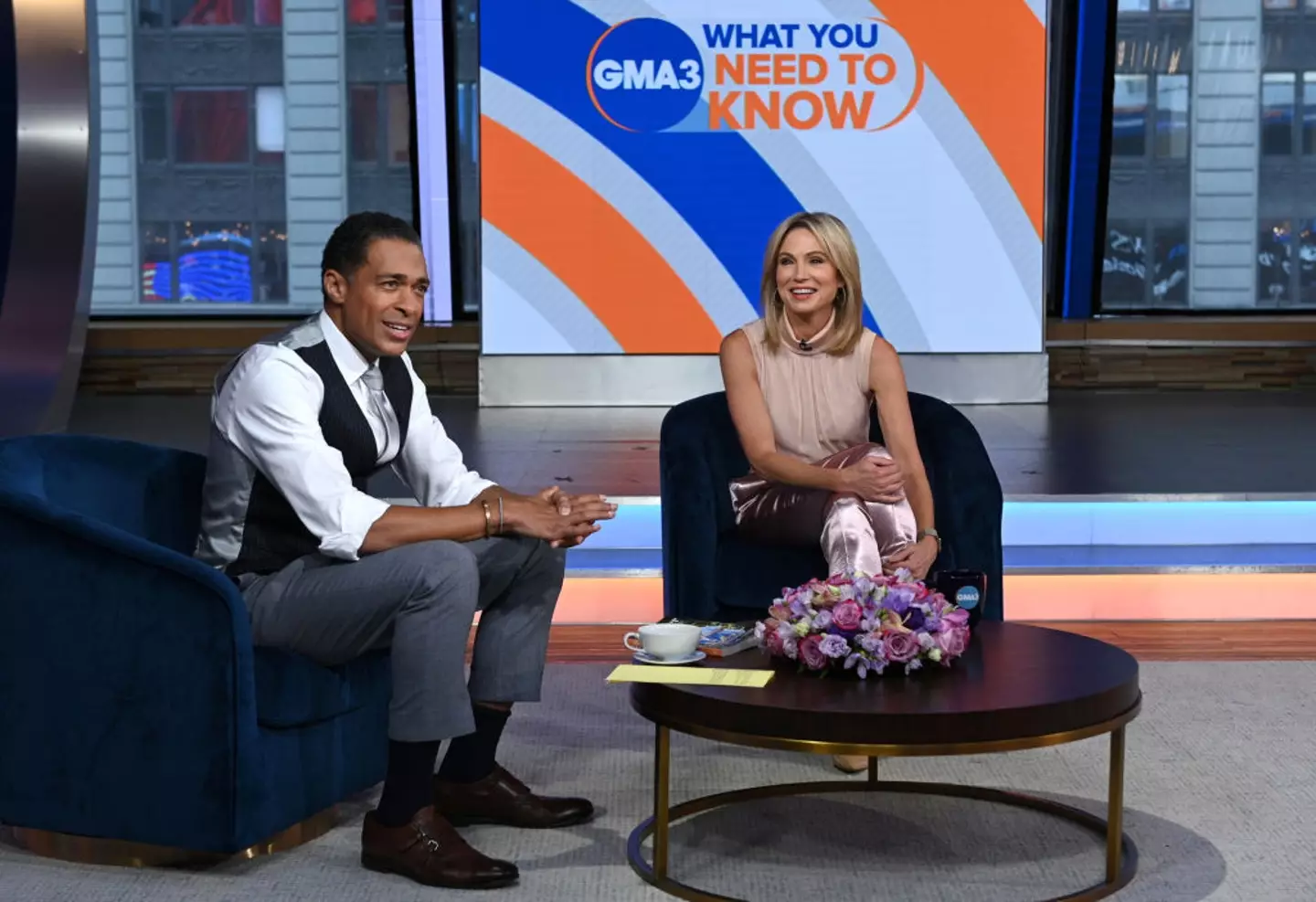 T.J. Holmes and Amy Robach hosted GMA3.