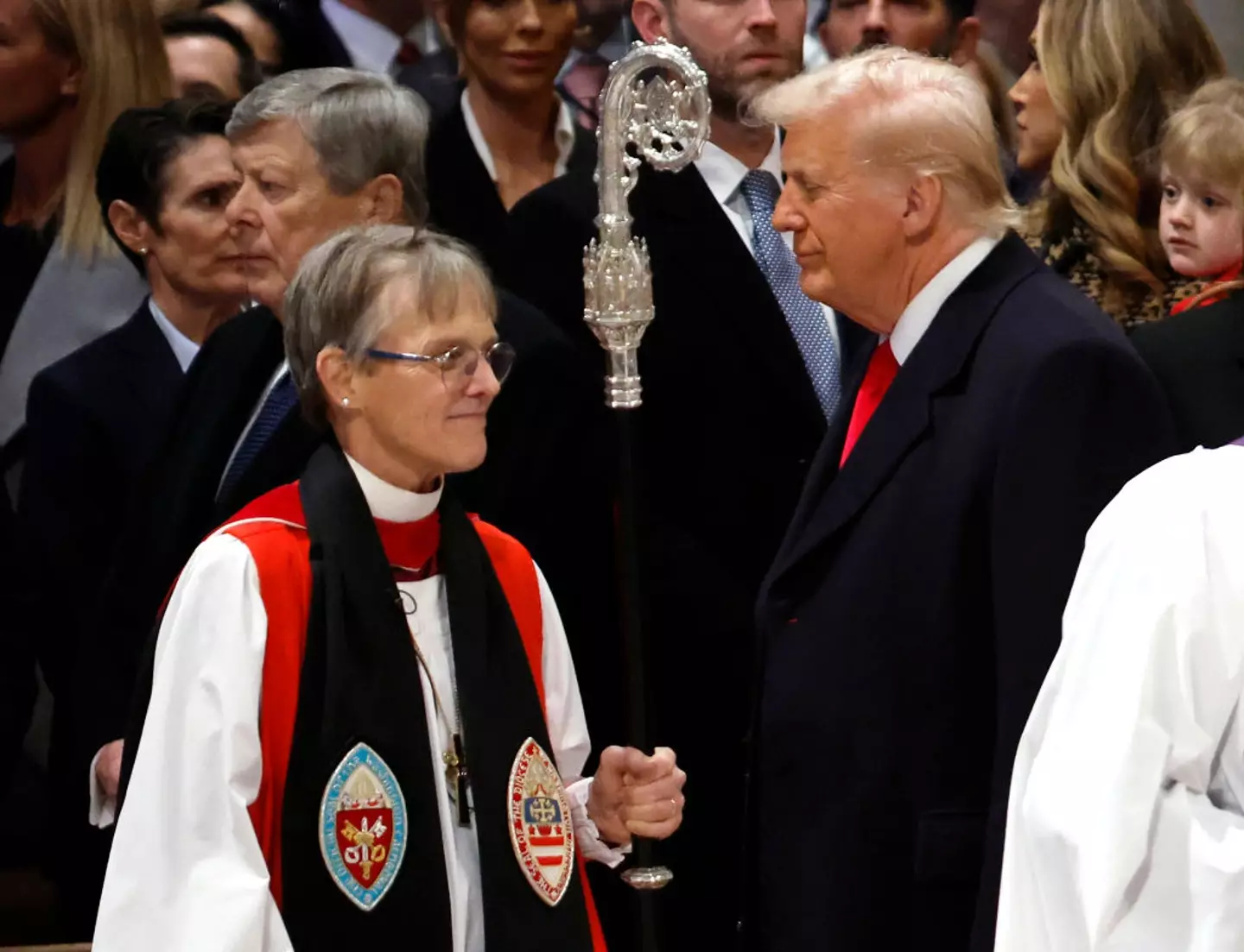 A lip reader has revealed what Trump's family said during Budde's sermon (Chip Somodevilla / Staff / Getty Images)