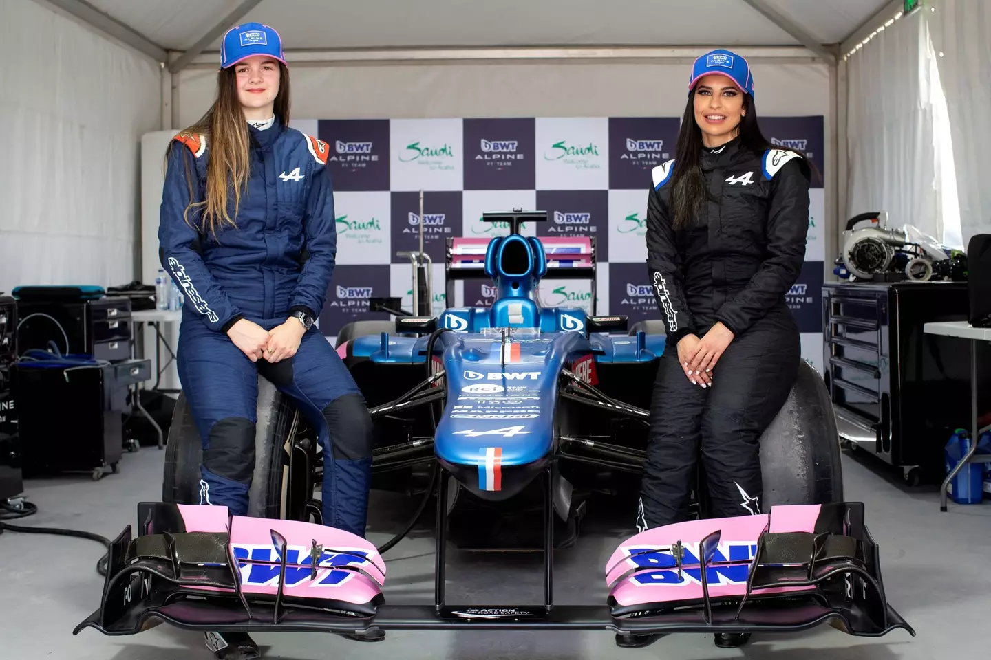 Aseel Al Hamad and Abbi Pulling become first women to drive an F1 car in Saudi Arabia.