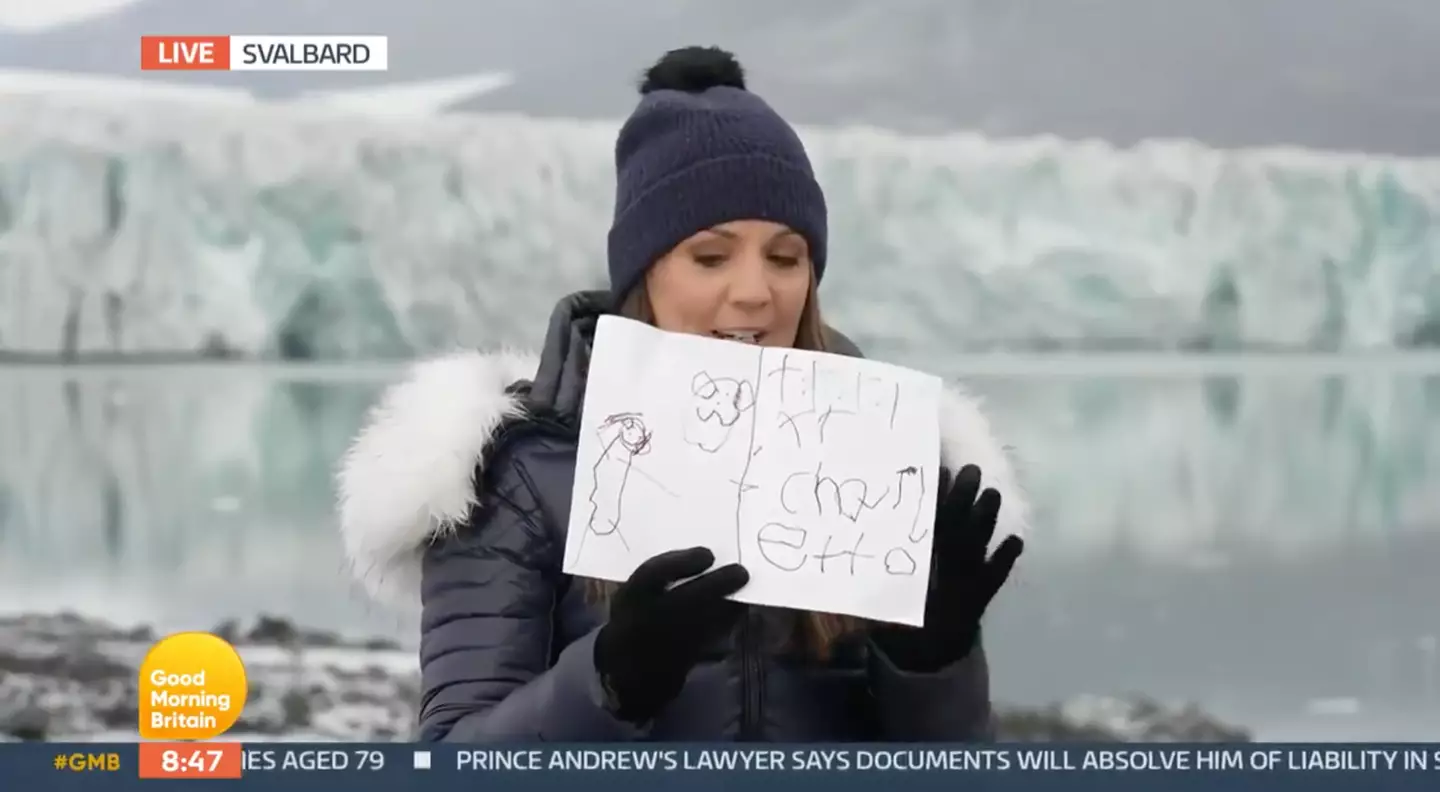 Laura Tobin showed her daughter's drawing live on air (