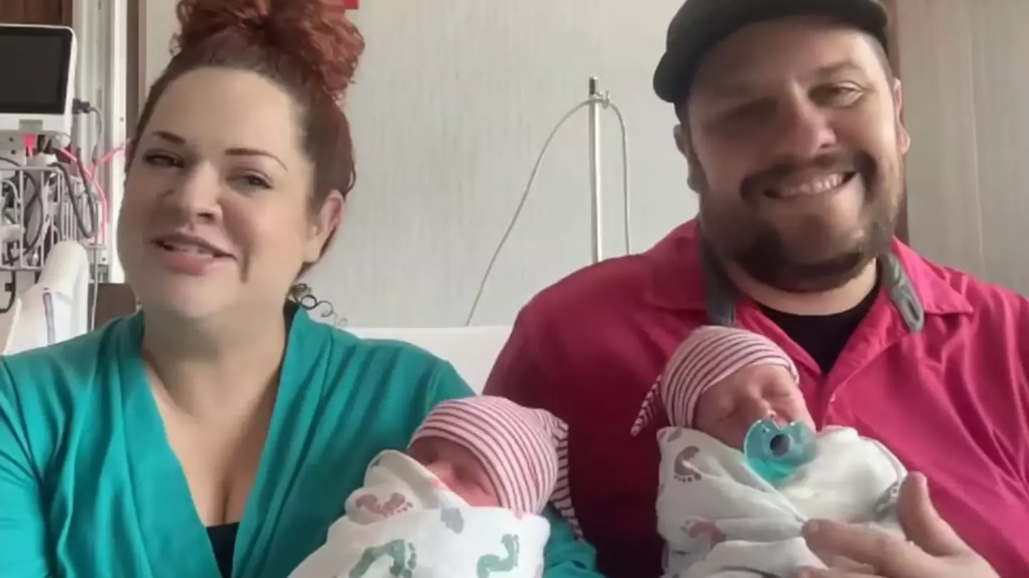 Couple welcome twins born in two different years