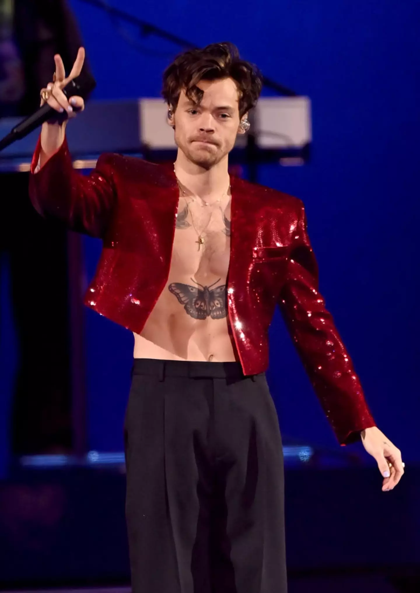 Harry Styles was spotted on the arm of a real housewife at the weekend and people are losing their minds (Dave J Hogan/Getty Images)