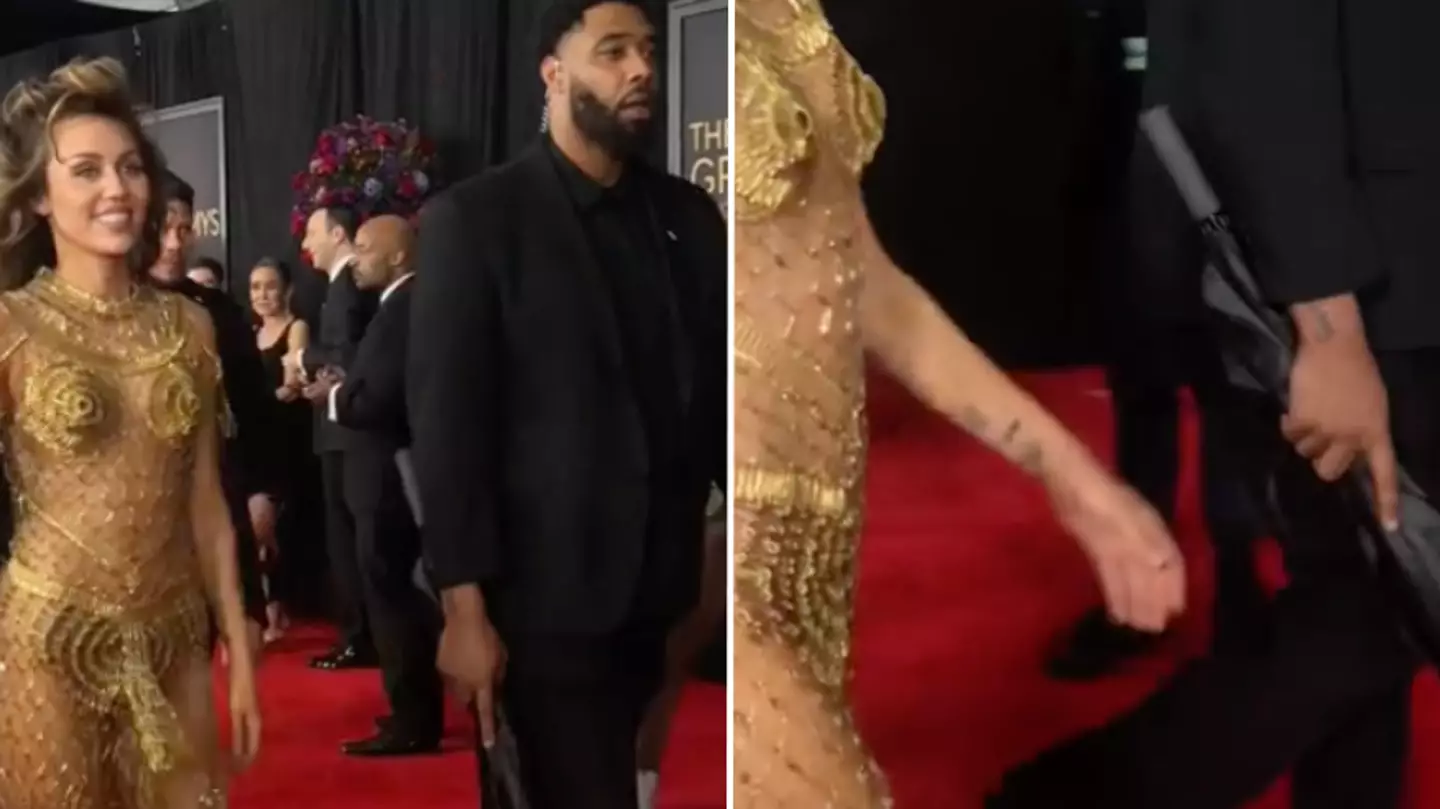 Viral video of Miley Cyrus and bodyguard at the Grammys sparks debate after fans spot small detail