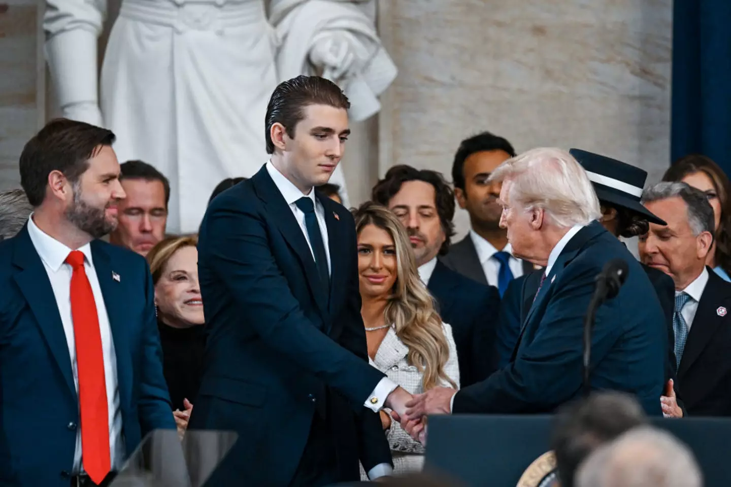 A body language expert revealed that Barron was letting everyone know that he is 'becoming a force to be reckoned with' (Pool / Pool / Getty Images)