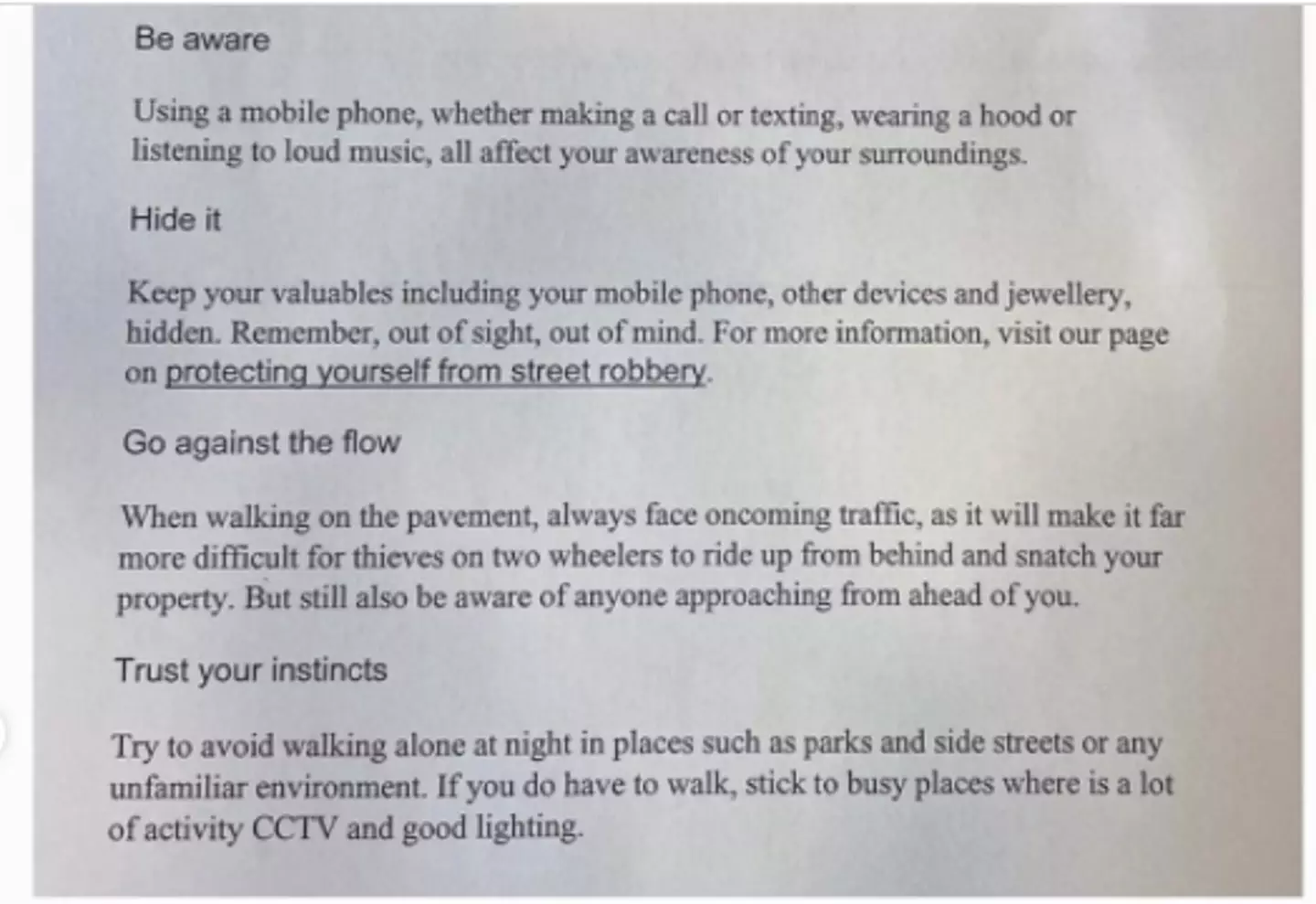 Safety leaflets are reportedly being handed out (