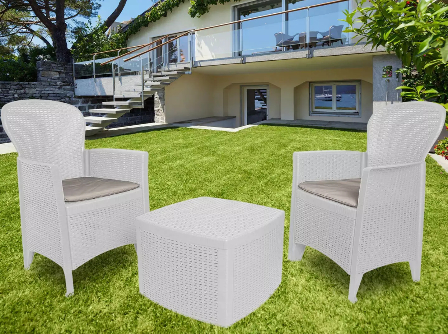 Smaller outside spaces can still snap up furniture sets too. (Wayfair)