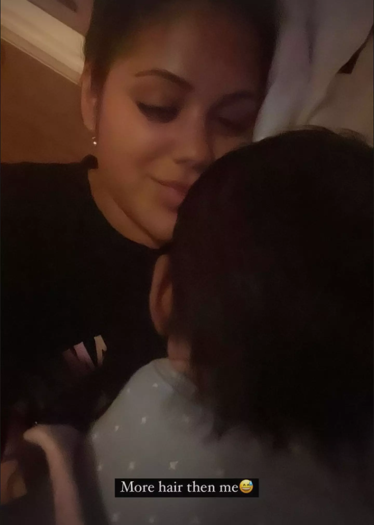 Malin joked her baby had "more hair" than she did (