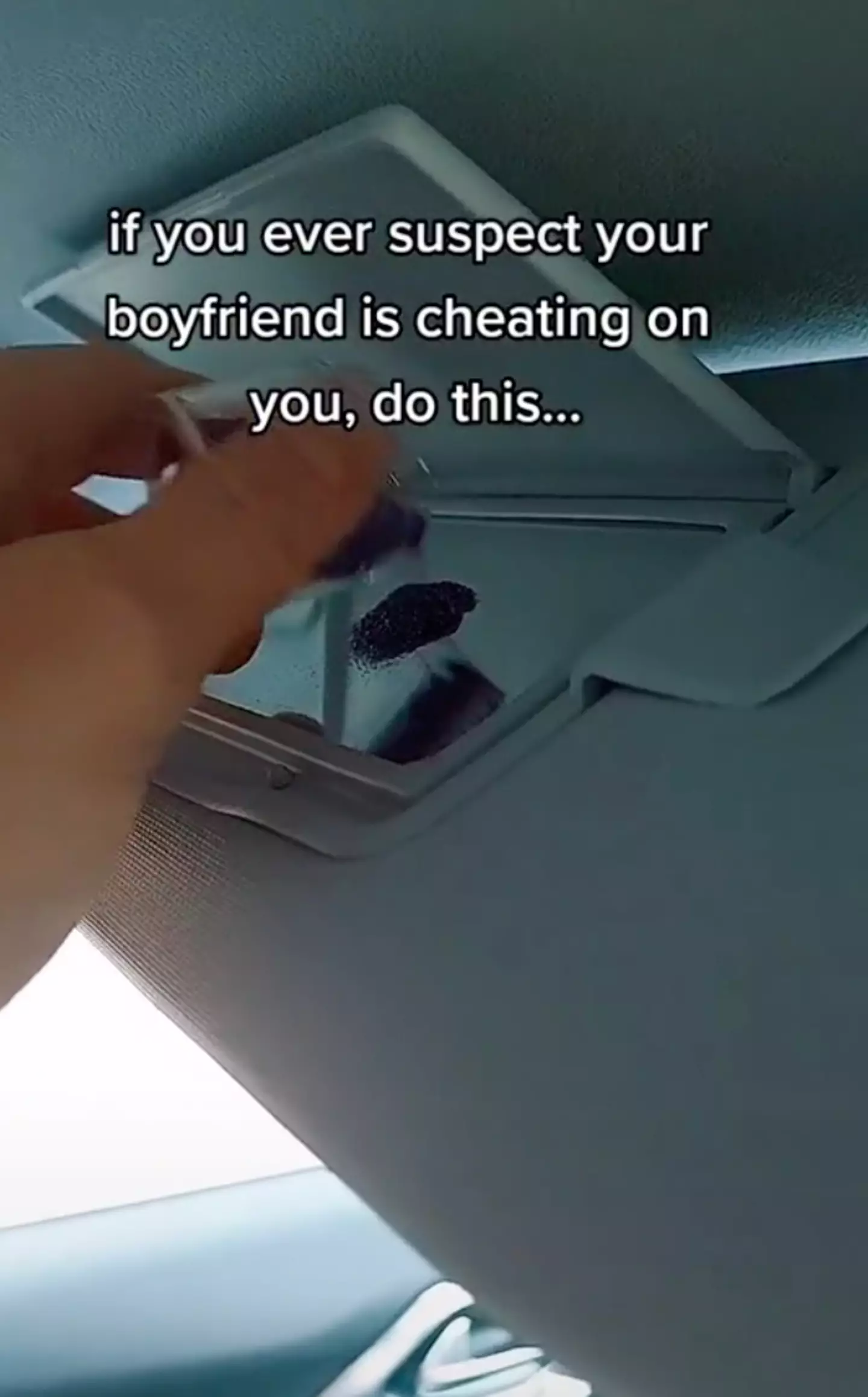 Chrissy placed glitter in the passenger mirror (