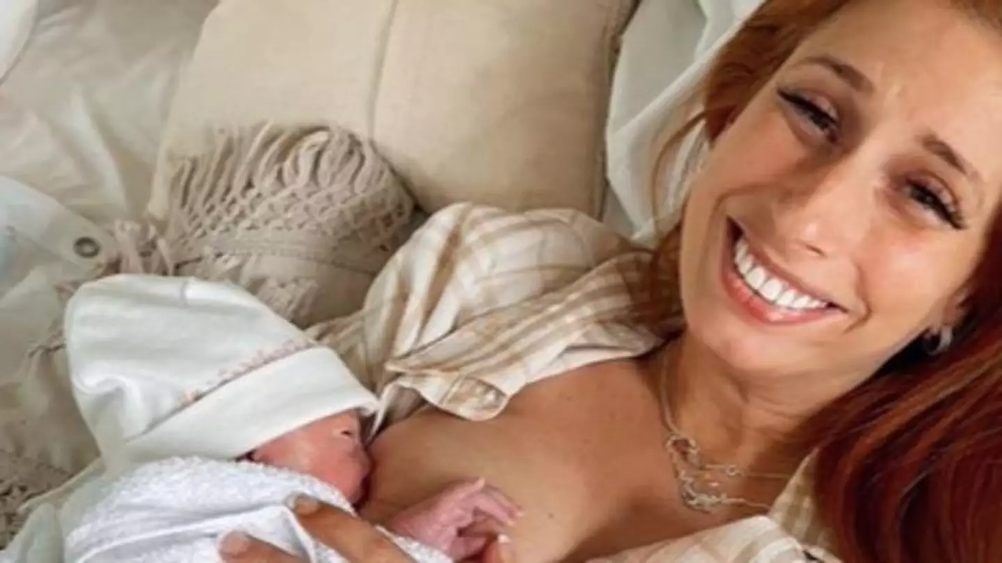 Stacey Solomon gave birth to baby Rose on her own birthday in October (