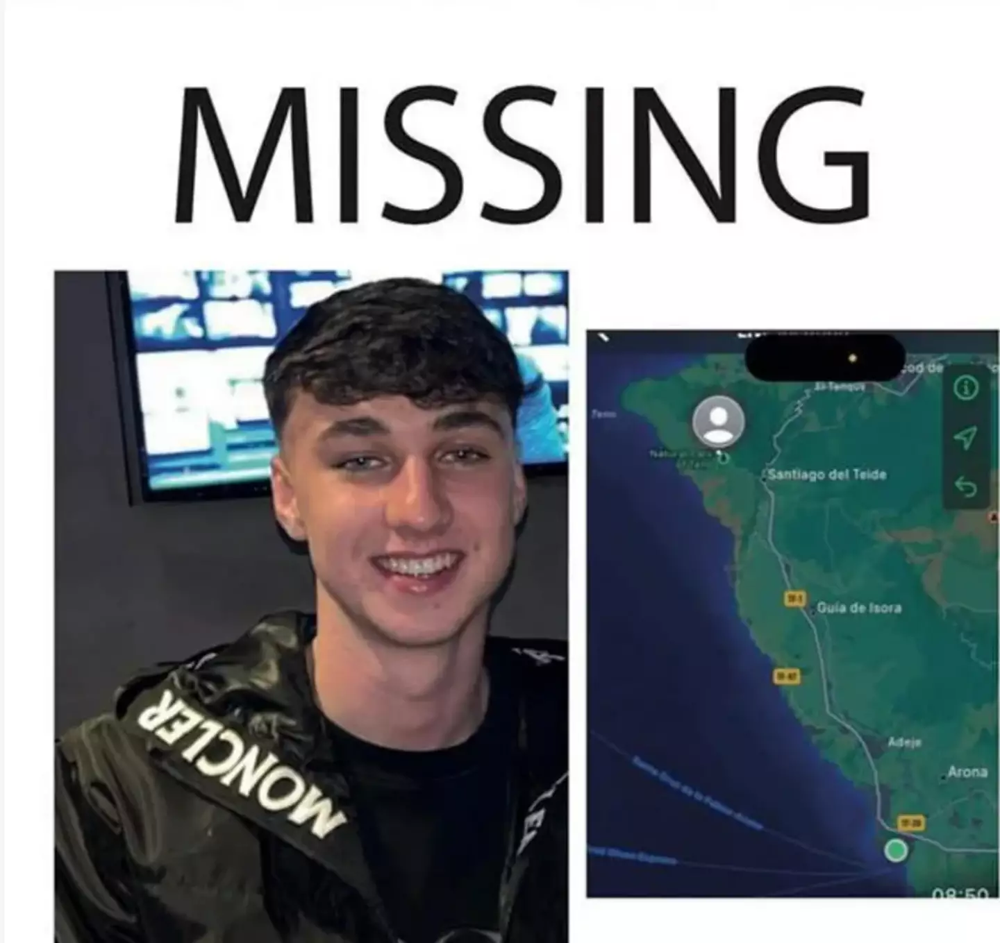 Jay's family has issued a missing person's poster with his last known location on it (Handout)