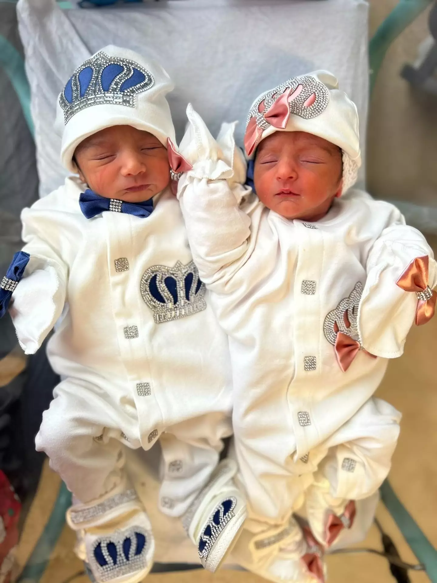 The twins were born on Christmas Eve and Christmas Day.