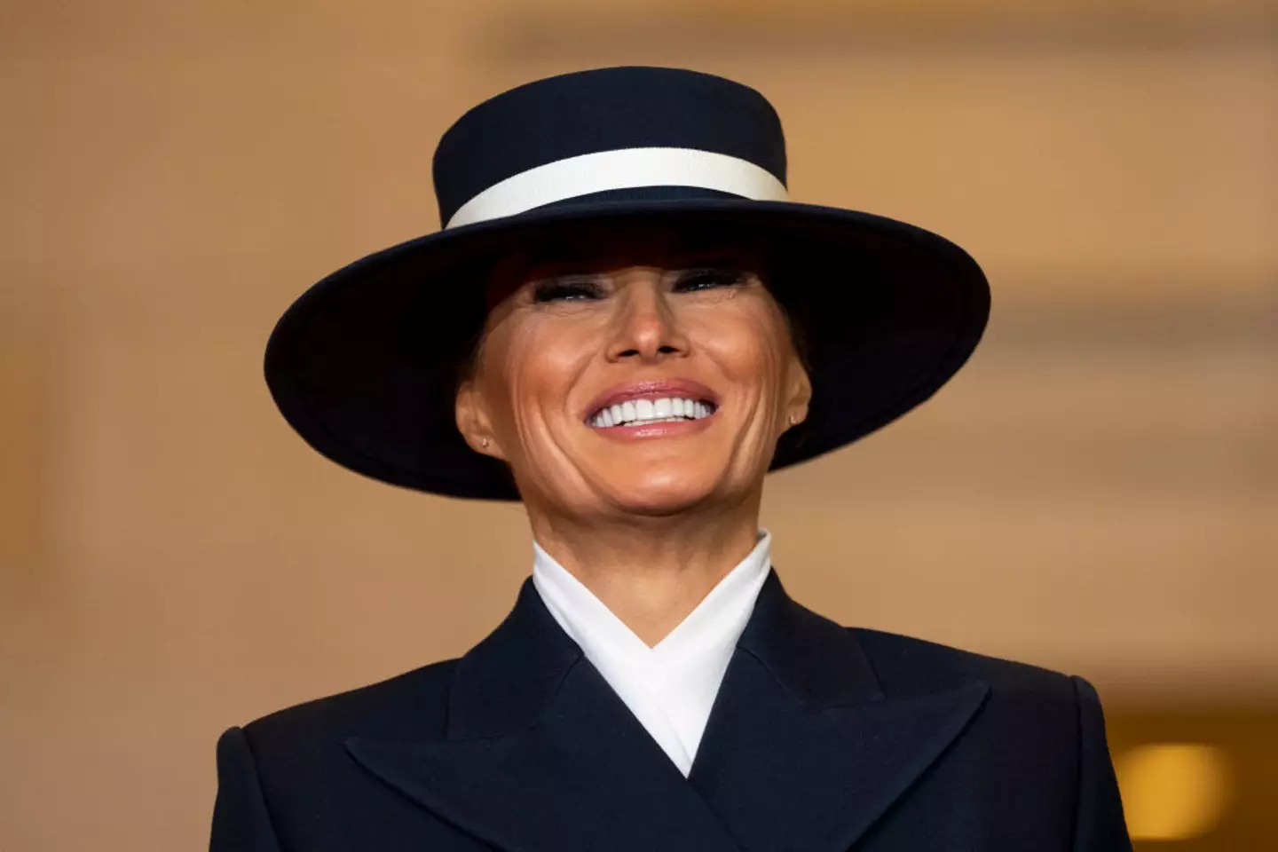 Melania's wide-brimmed hat certainly captured the attention of viewers at home (Pool / Pool / Getty Images)