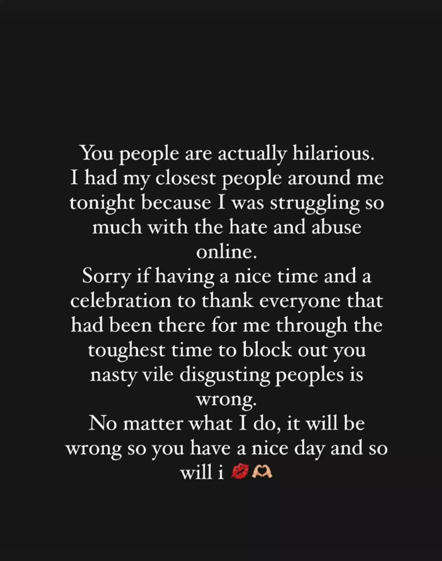 Amy hit out at the 'abuse' she received following last night's episode (Instagram/@amyvictoriakenyon)
