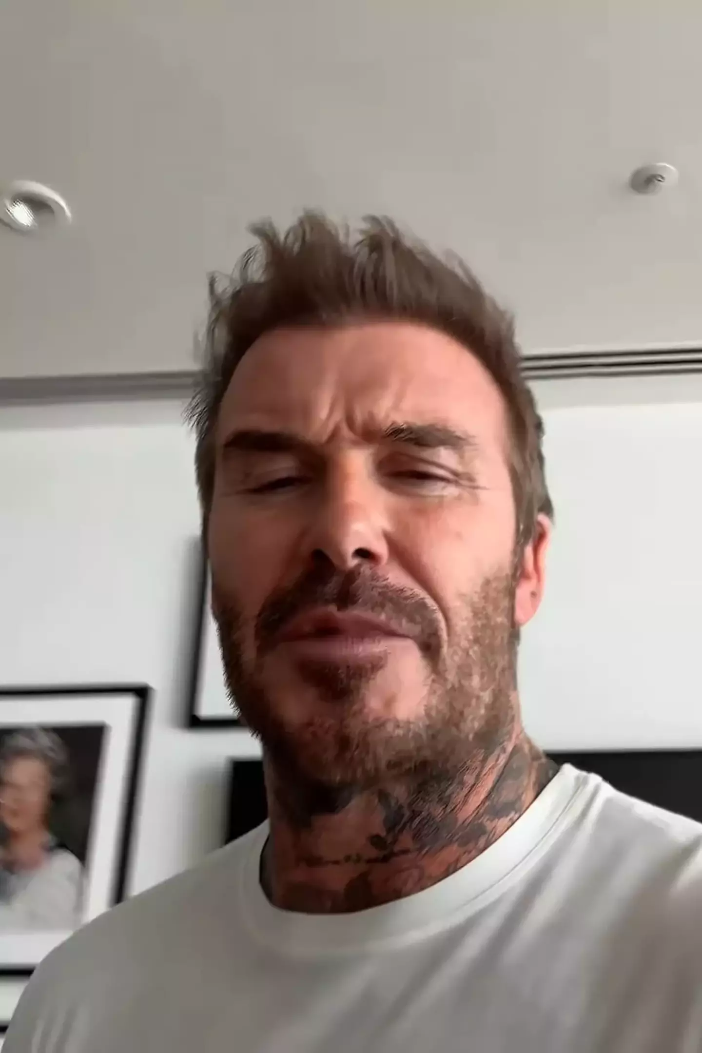David Beckham has a framed photo of the late Queen Elizabeth on his wall (Instagram/@davidbeckham)