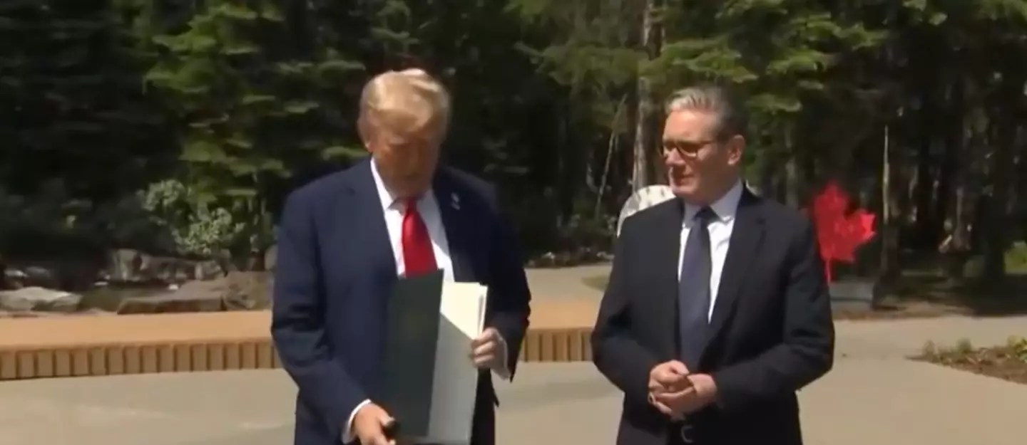 People have spotted a somewhat peculiar detail as Donald Trump dropped a bunch of documents at the G7 summit (C-SPAN3)