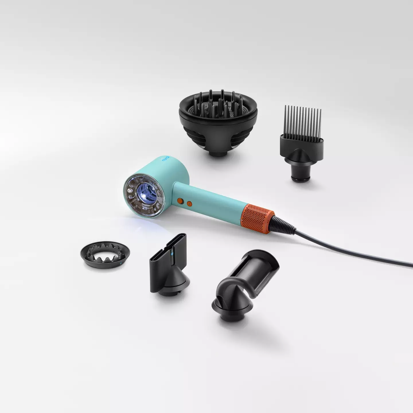 The hairdryer also comes with a variety of attachments.