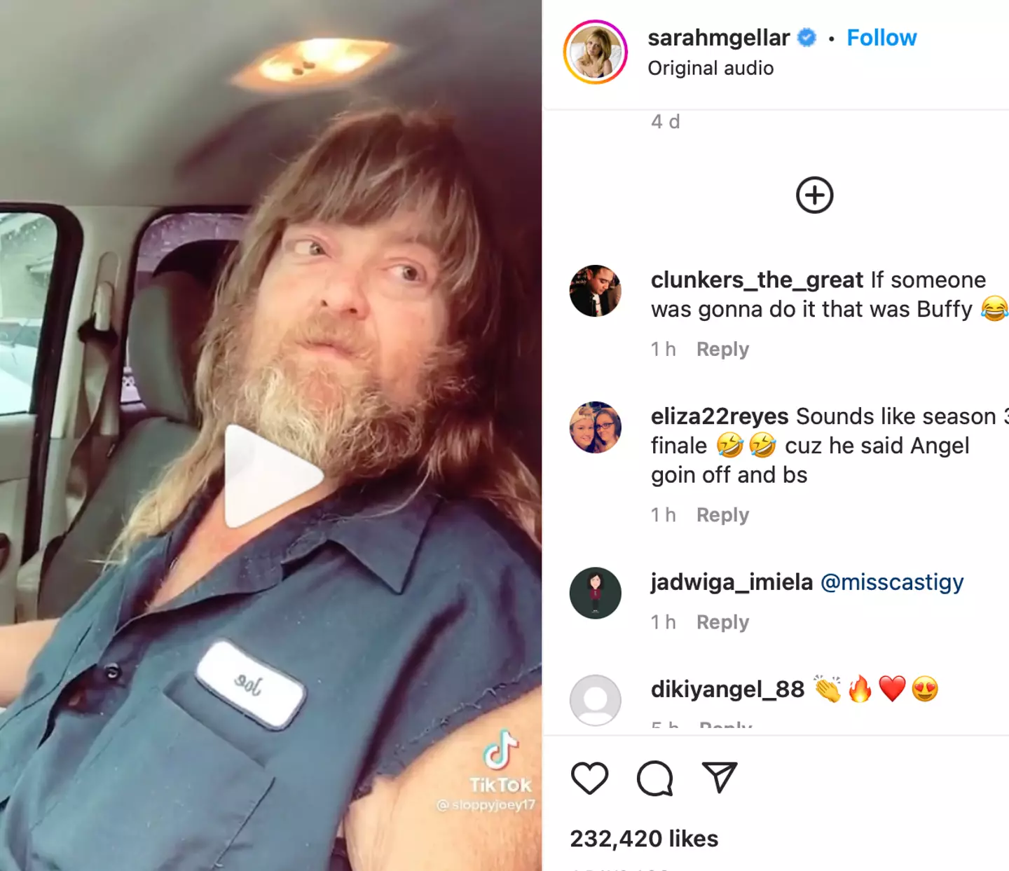 Actress Sarah Michelle Gellar shared the story too.