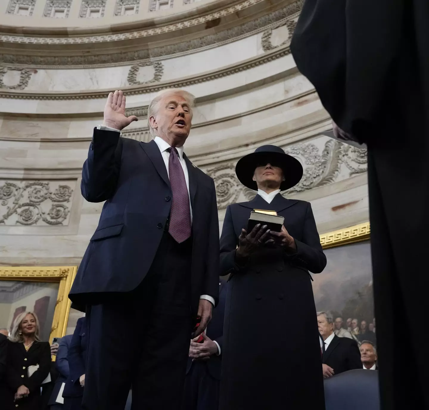 Donald Trump did not place his hand on the Bible (Pool/Getty Images)