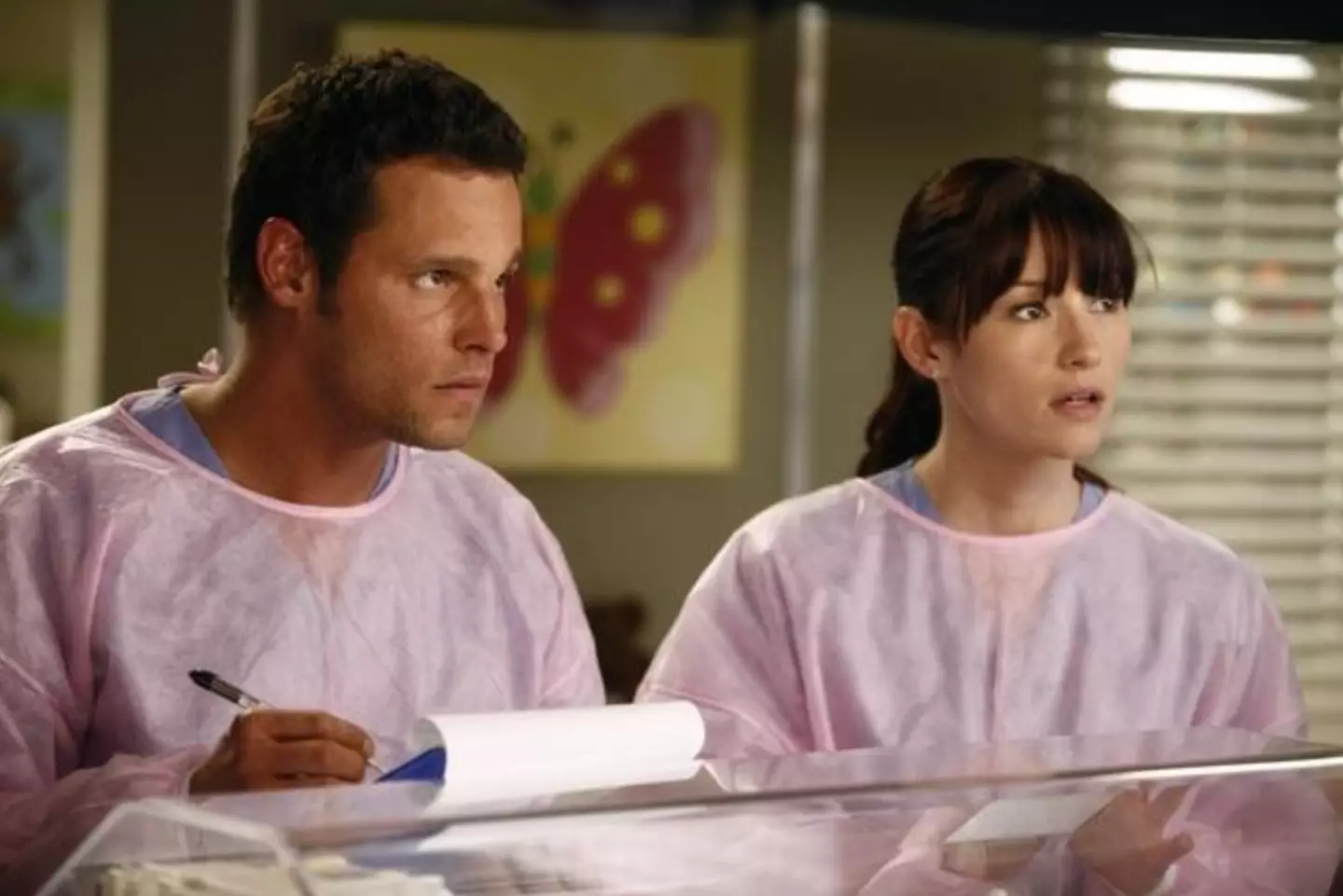 Justin Chambers and Chyler Leigh on Grey's Anatomy. (ABC)