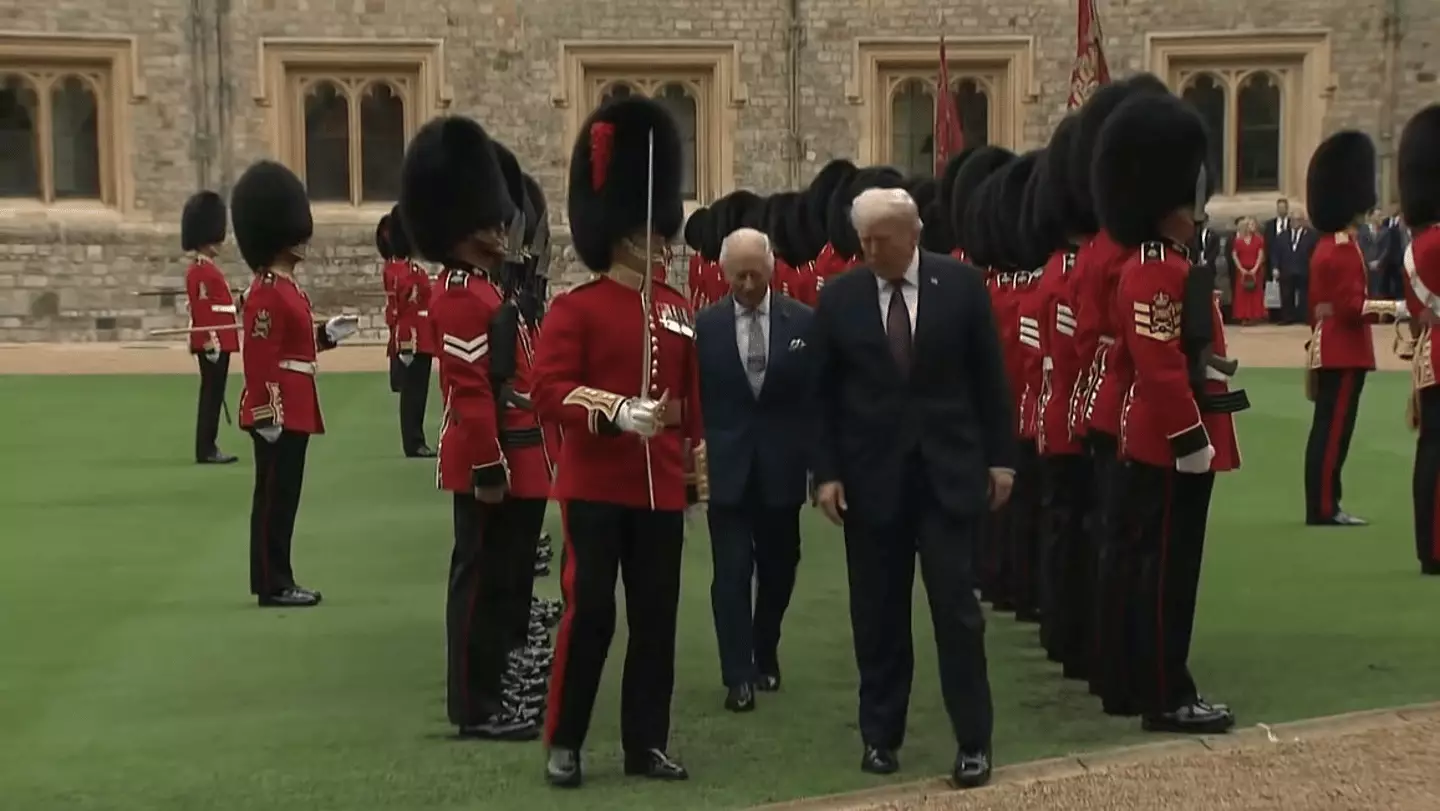 The King appeared annoyed to be walking behind (Sky News)