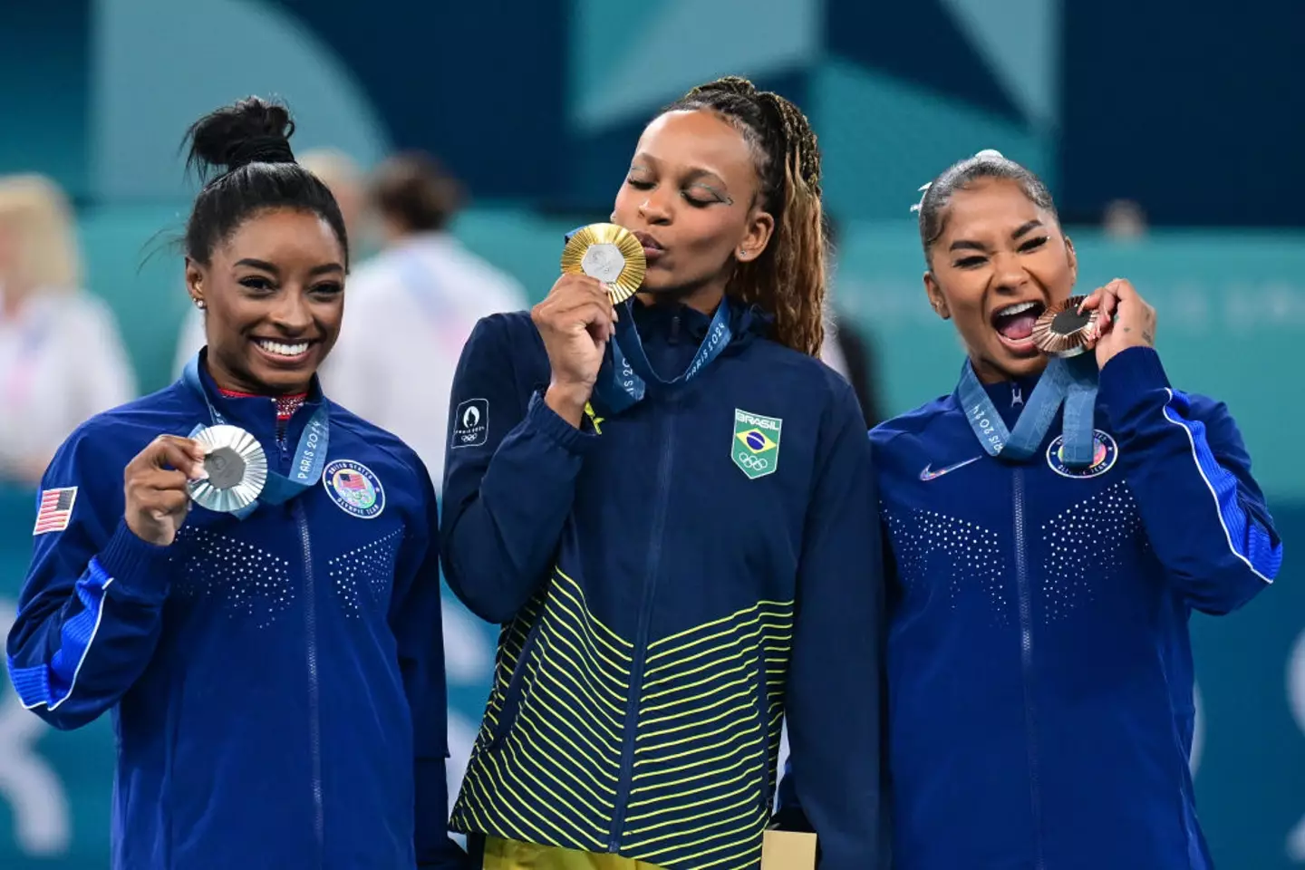 Biles took the silver medal home for her floor routine. (Mehmet Murat Onel/Anadolu via Getty Images)