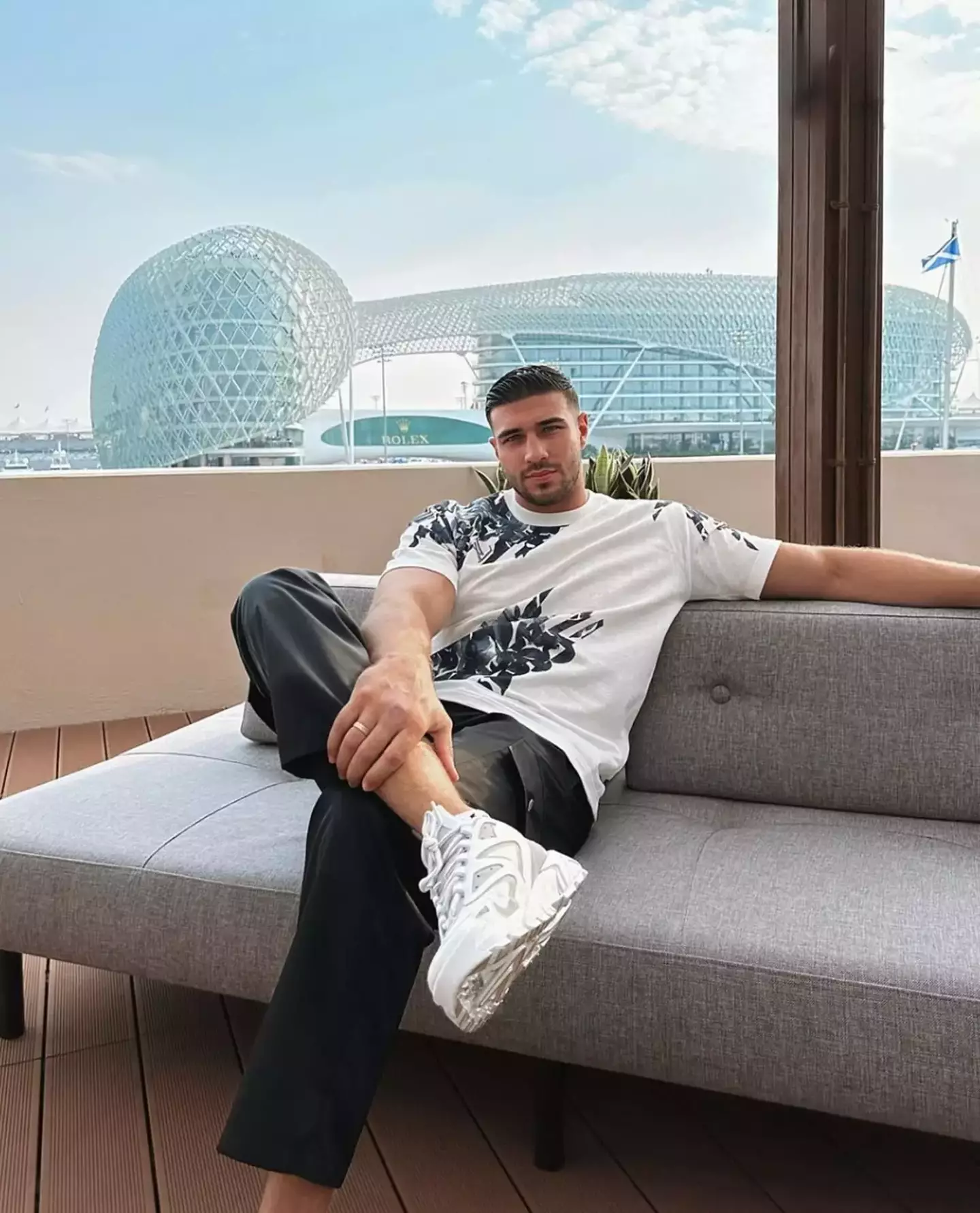 The boxer was spotted partying in Abu Dhabi last weekend.