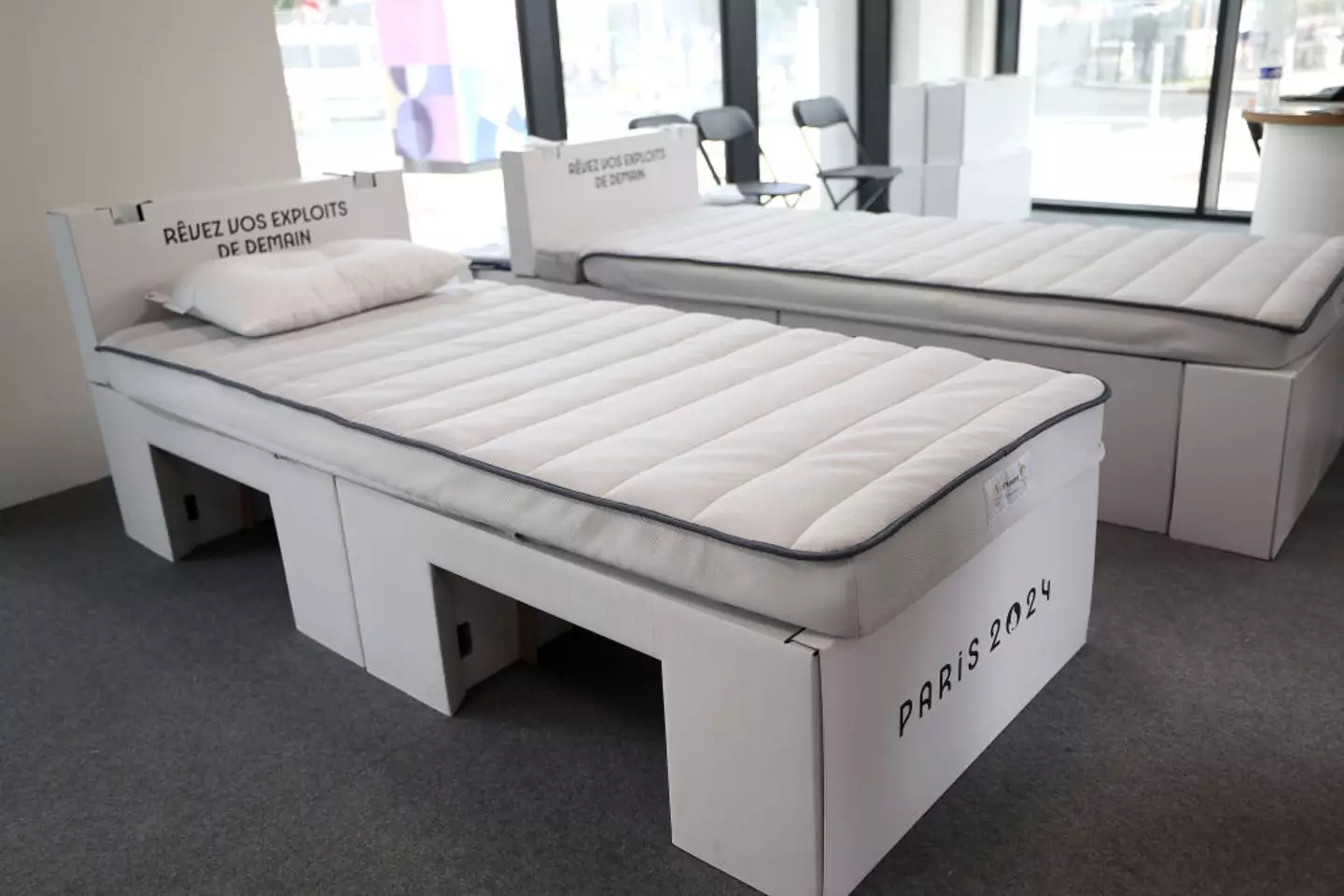The infamous cardboard beds in the Olympic Village weren't exactly built for maximum sexual pleasure. (Maja Hitij/Getty Images)
