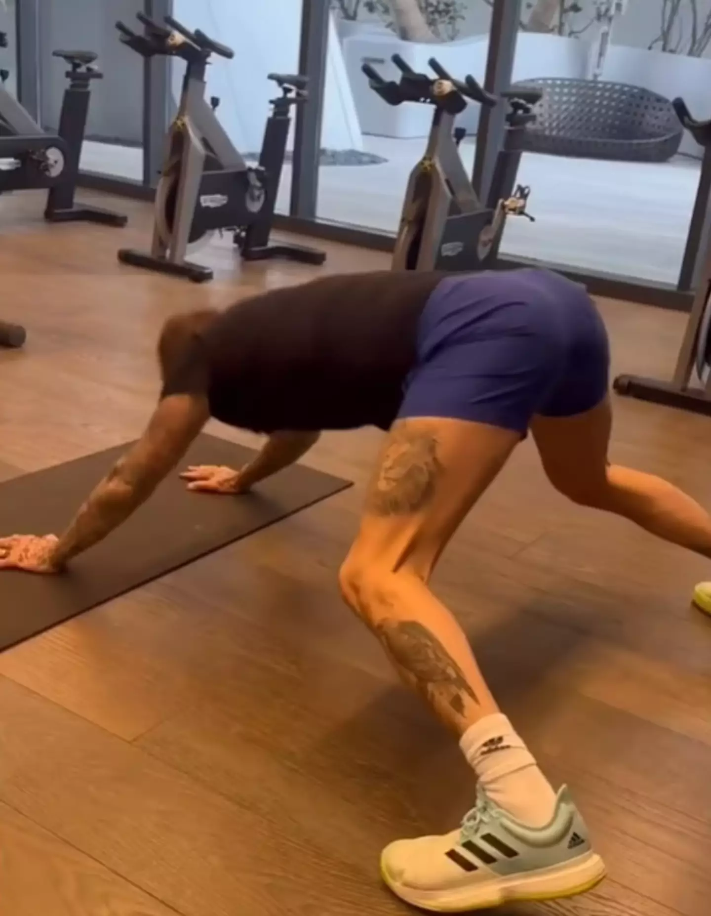 Victoria shared a video of David working out.