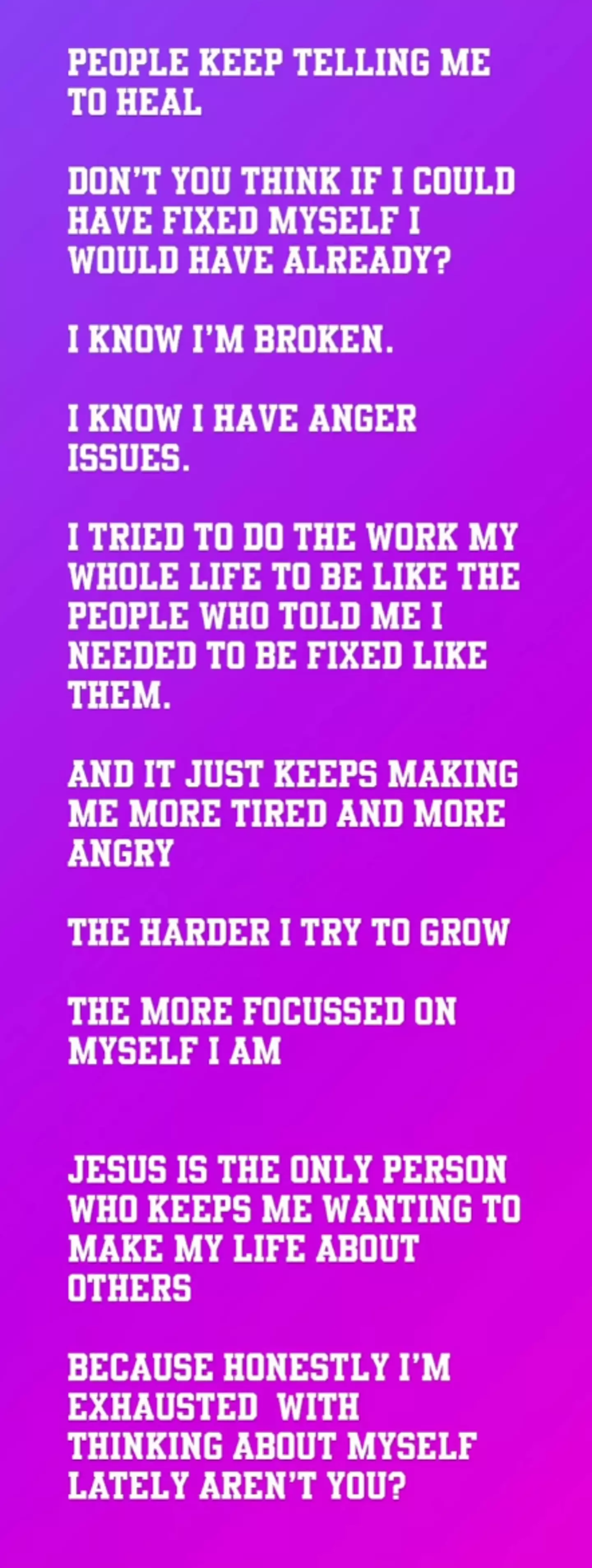 Justin opened up about being 'broken' in his latest Instagram post (Instagram/@justinbieber)