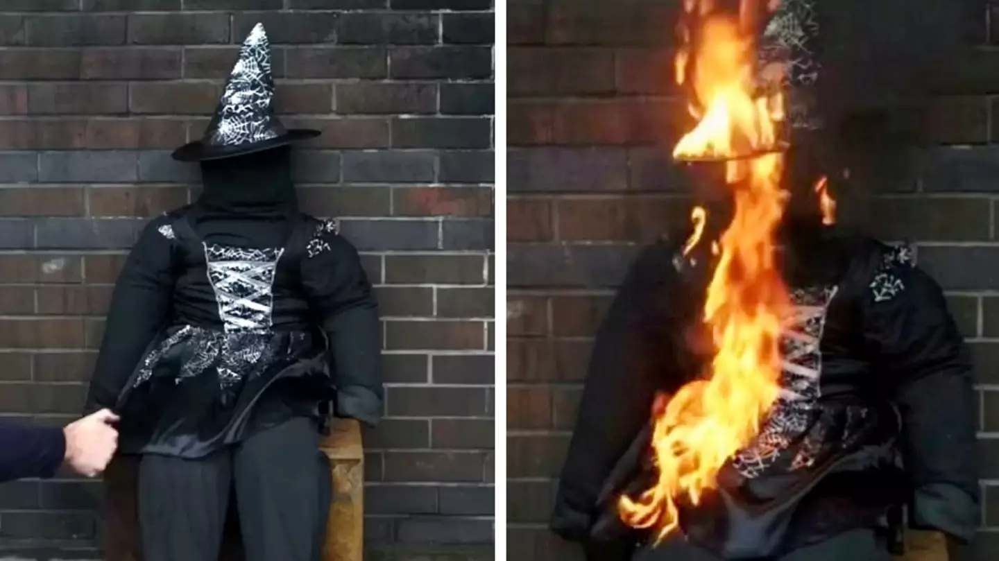 Horrifying footage shows how child's Halloween costume can catch fire in just seconds