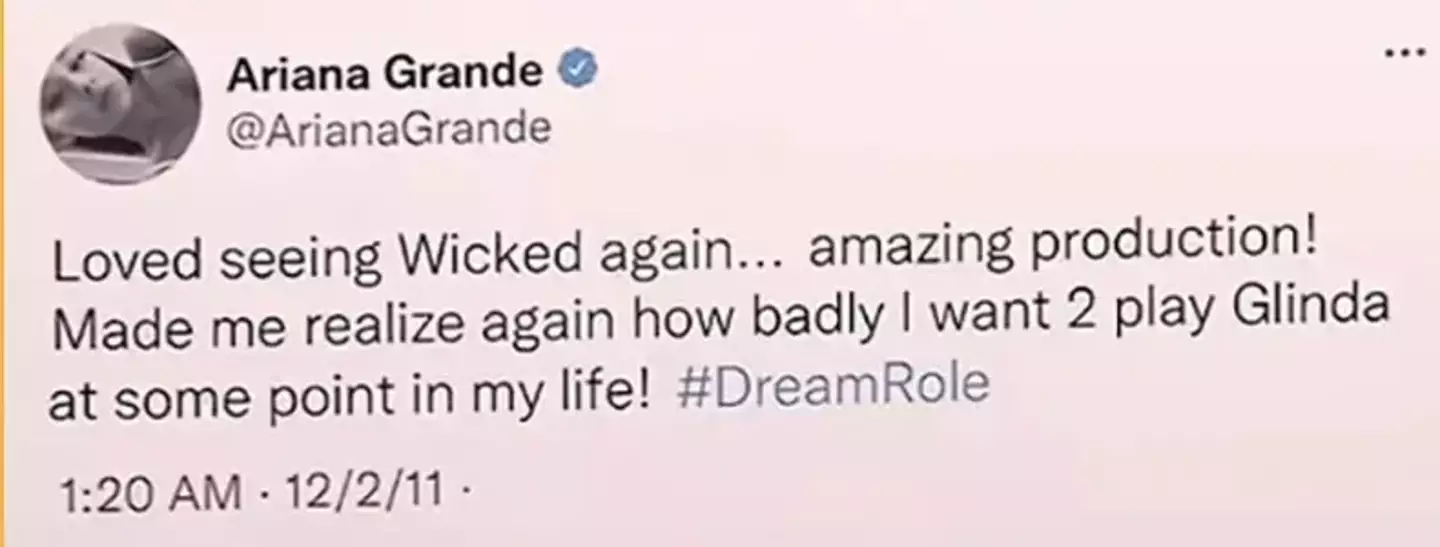 Grande's tweet from 2011 (X/@ArianaGrande)