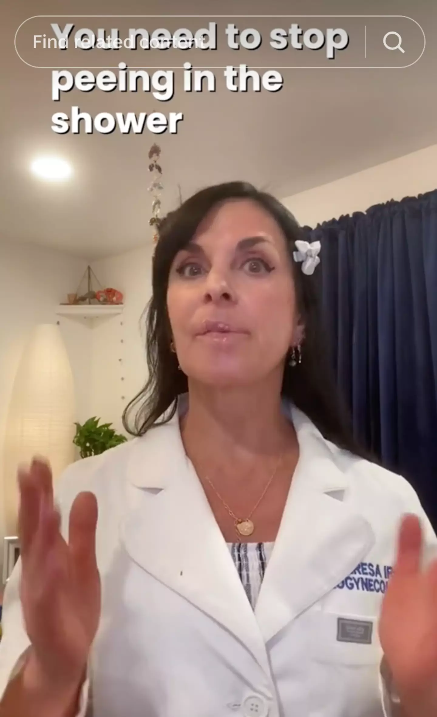 Dr Teresa Irwin compared peeing in the shower to 'Pavlov's dog training'. (TikTok/@dr.teresa.irwin)