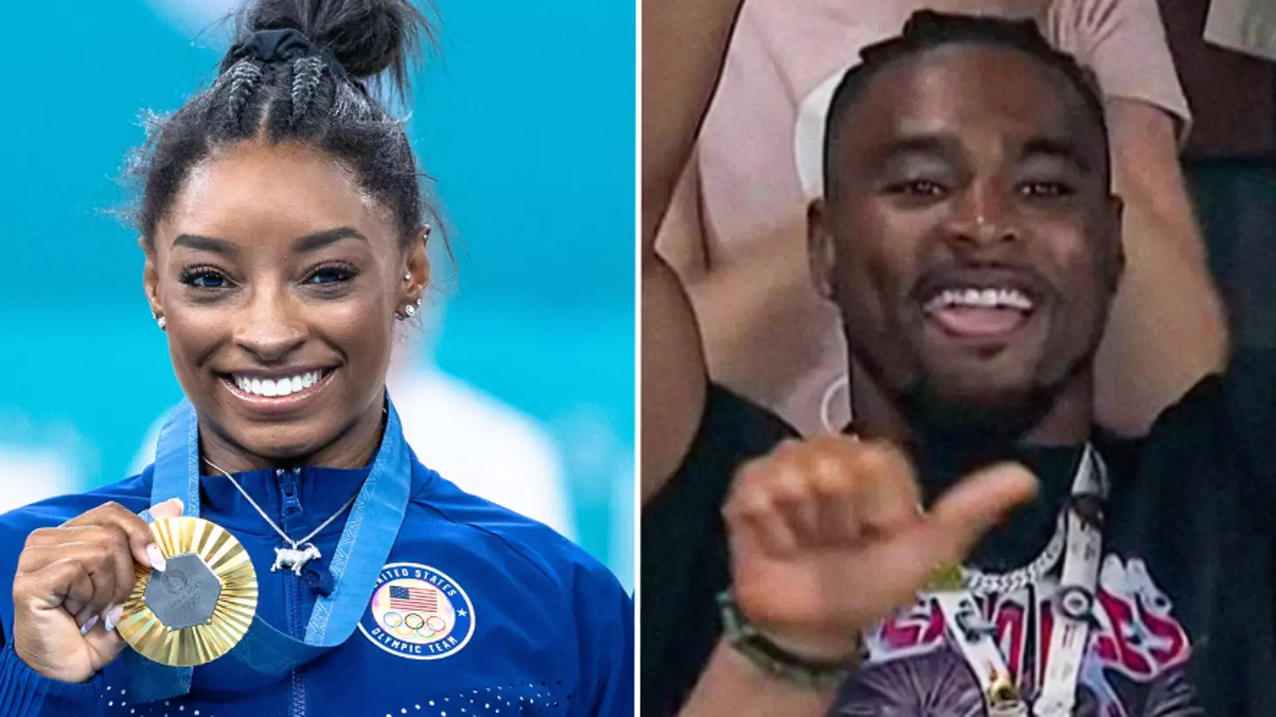Simone Biles' husband praised by fans for reaction to Olympian securing gold