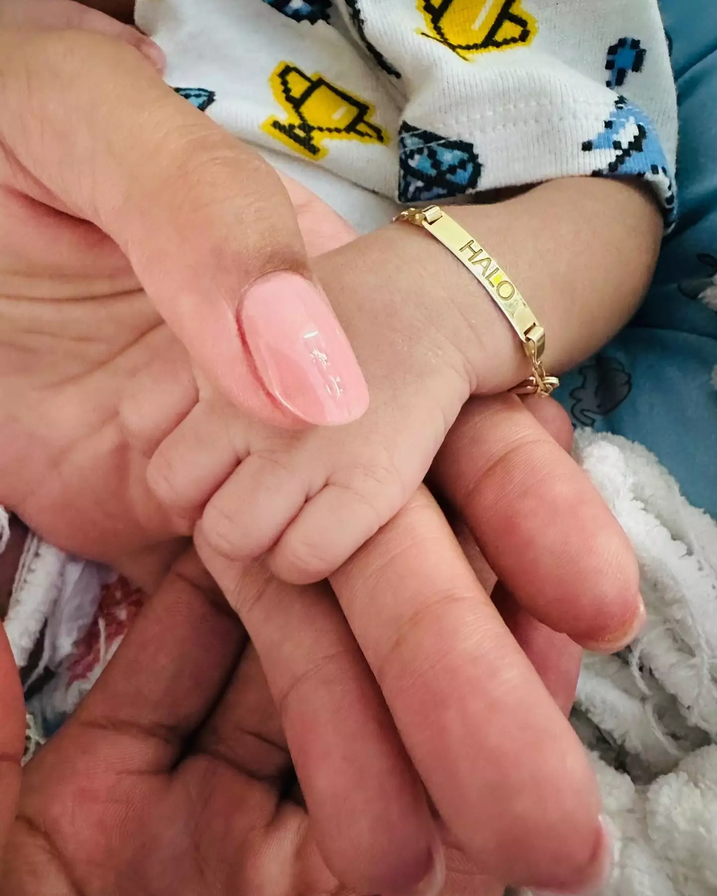 Halle Bailey shared a snap of her newborn son's tiny hand.