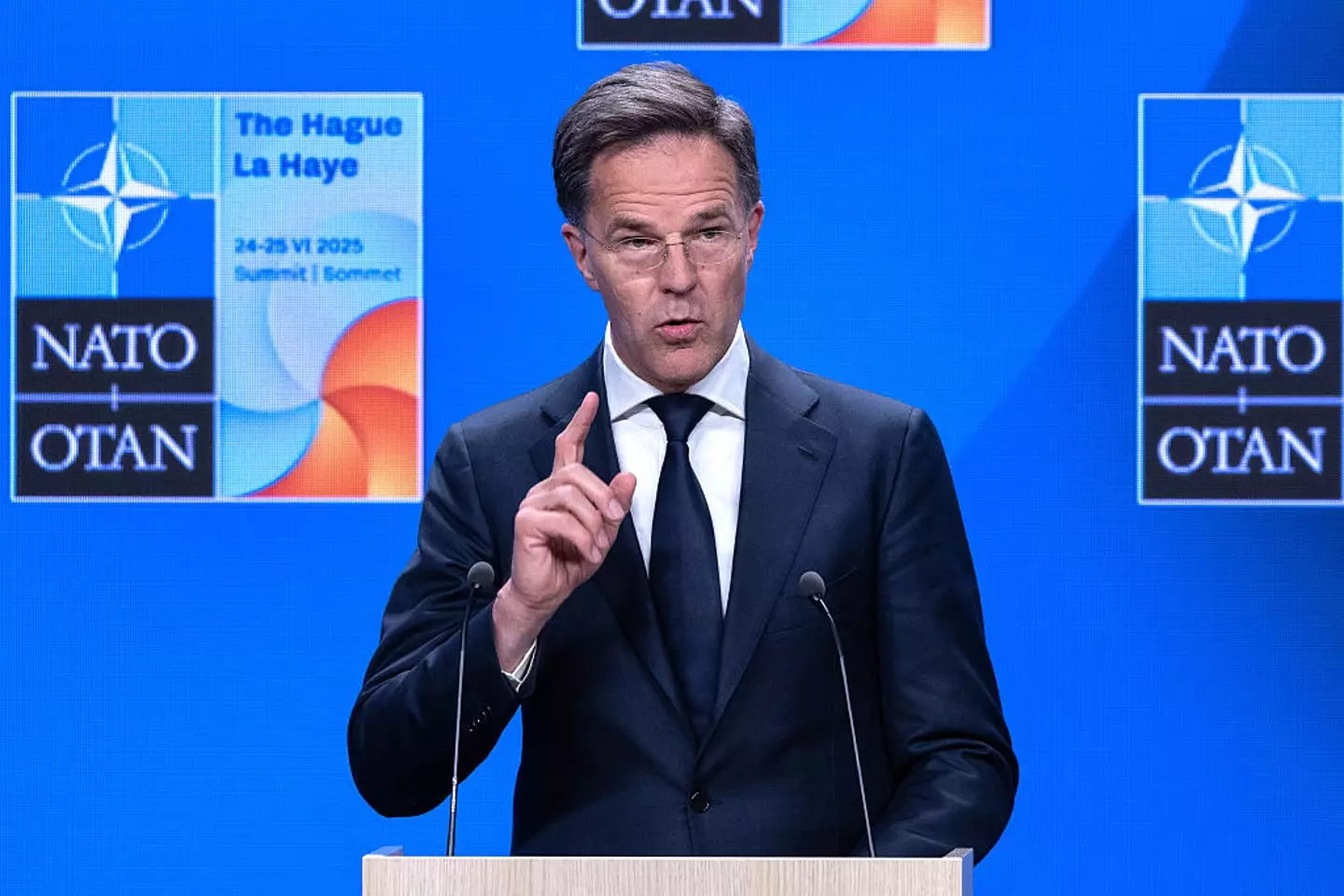 A spokesperson for NATO has since confirmed that the message is genuine and was sent by Rutte (Omar Havana / Getty Images)