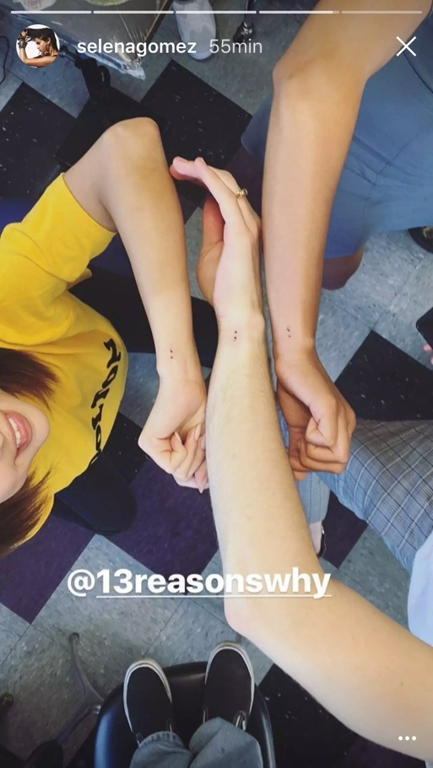Selena Gomez and friends got a semicolon tattoo in 2017. (Instagram/@selenagomez)