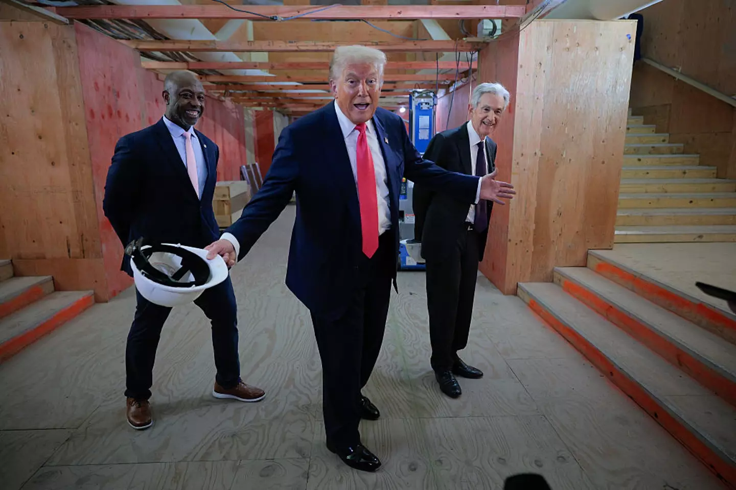 Trump toured the Federal Reserve amid the ongoing renovations on Thursday (	Chip Somodevilla / Getty Images)