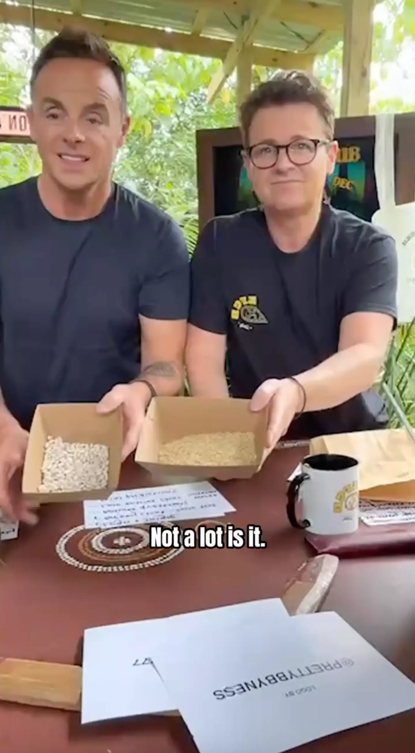 What each campmate gets to eat each day (Instagram/@antanddec)